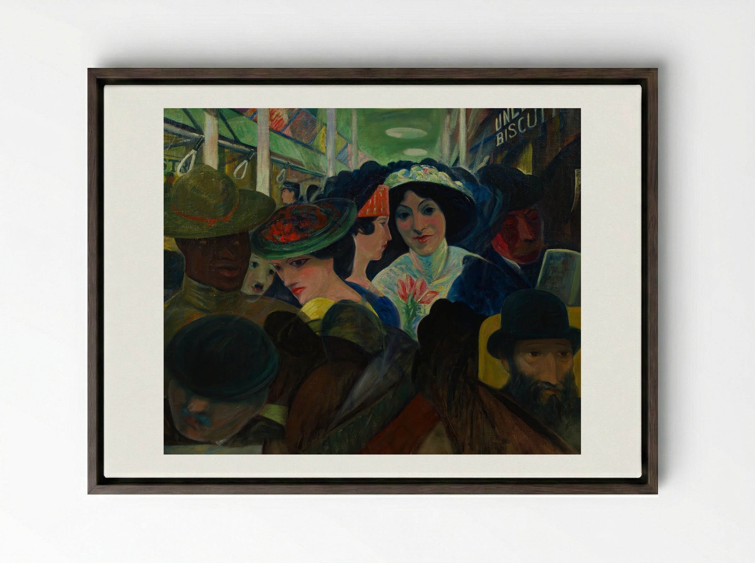 The Subway - Max Weber - Framed Canvas Dark Wood
