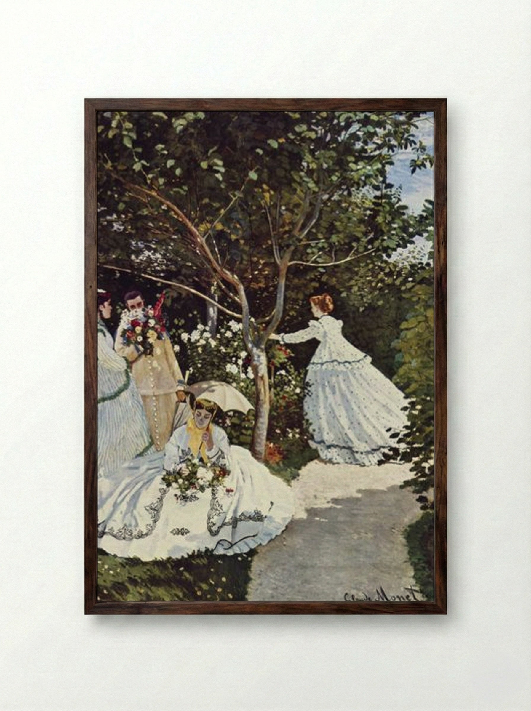 Women in the Garden - Claude Monet - Framed Print Dark Wood