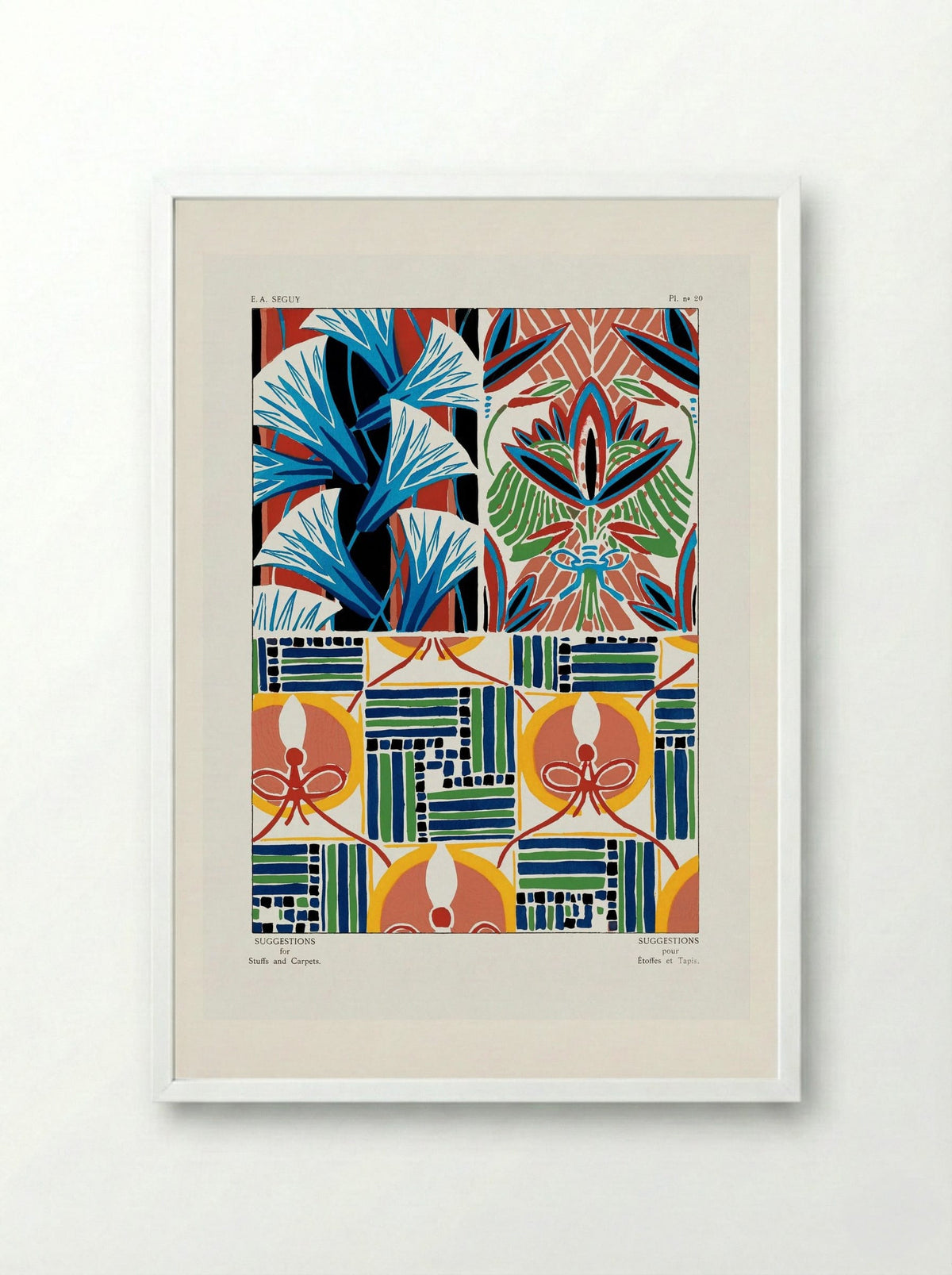 Floral Pattern No. 20 (Textile Design) - Émile-Allain Séguy - Framed Print White