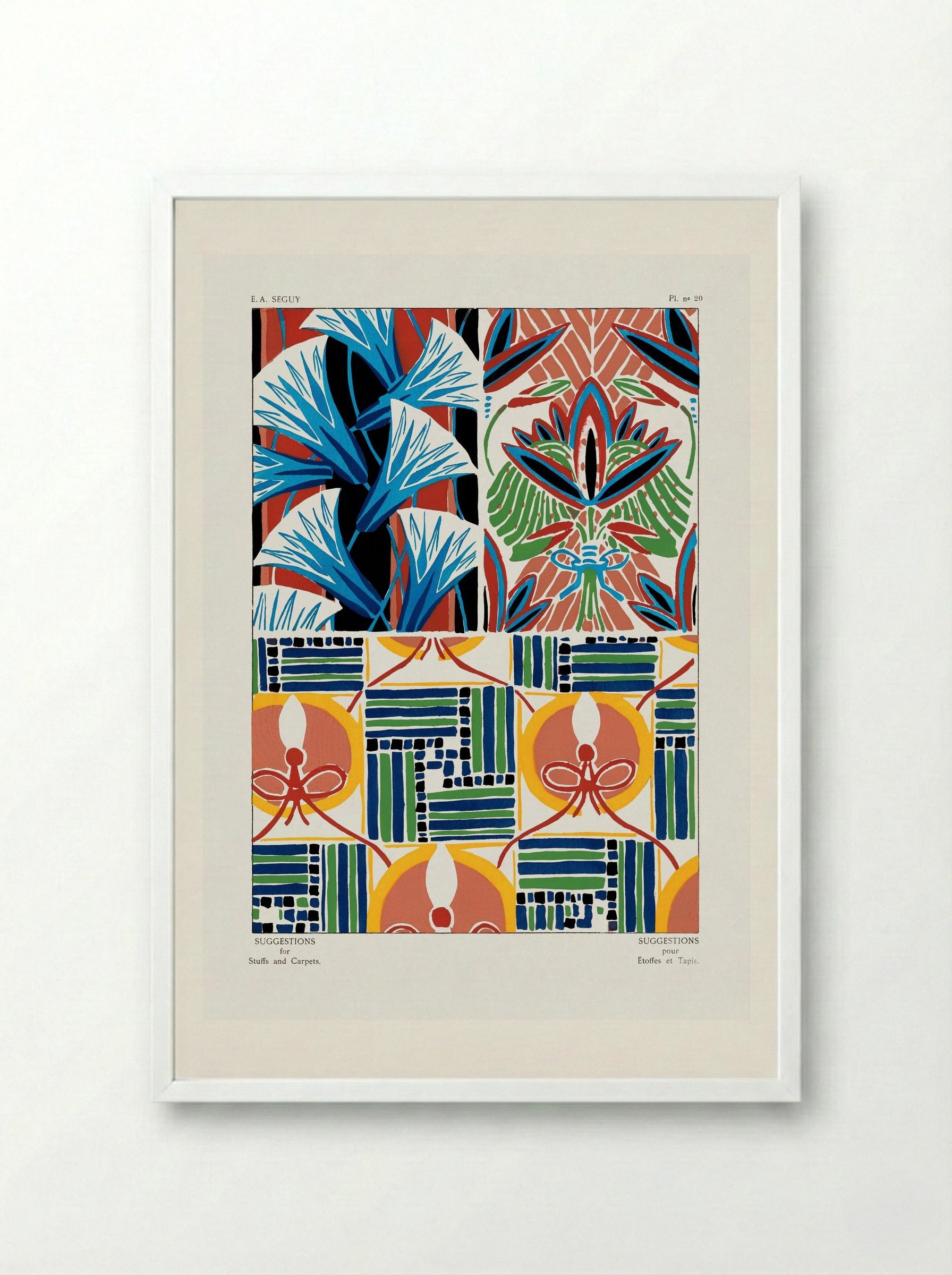 Floral Pattern No. 20 (Textile Design) - Émile-Allain Séguy - Framed Print White