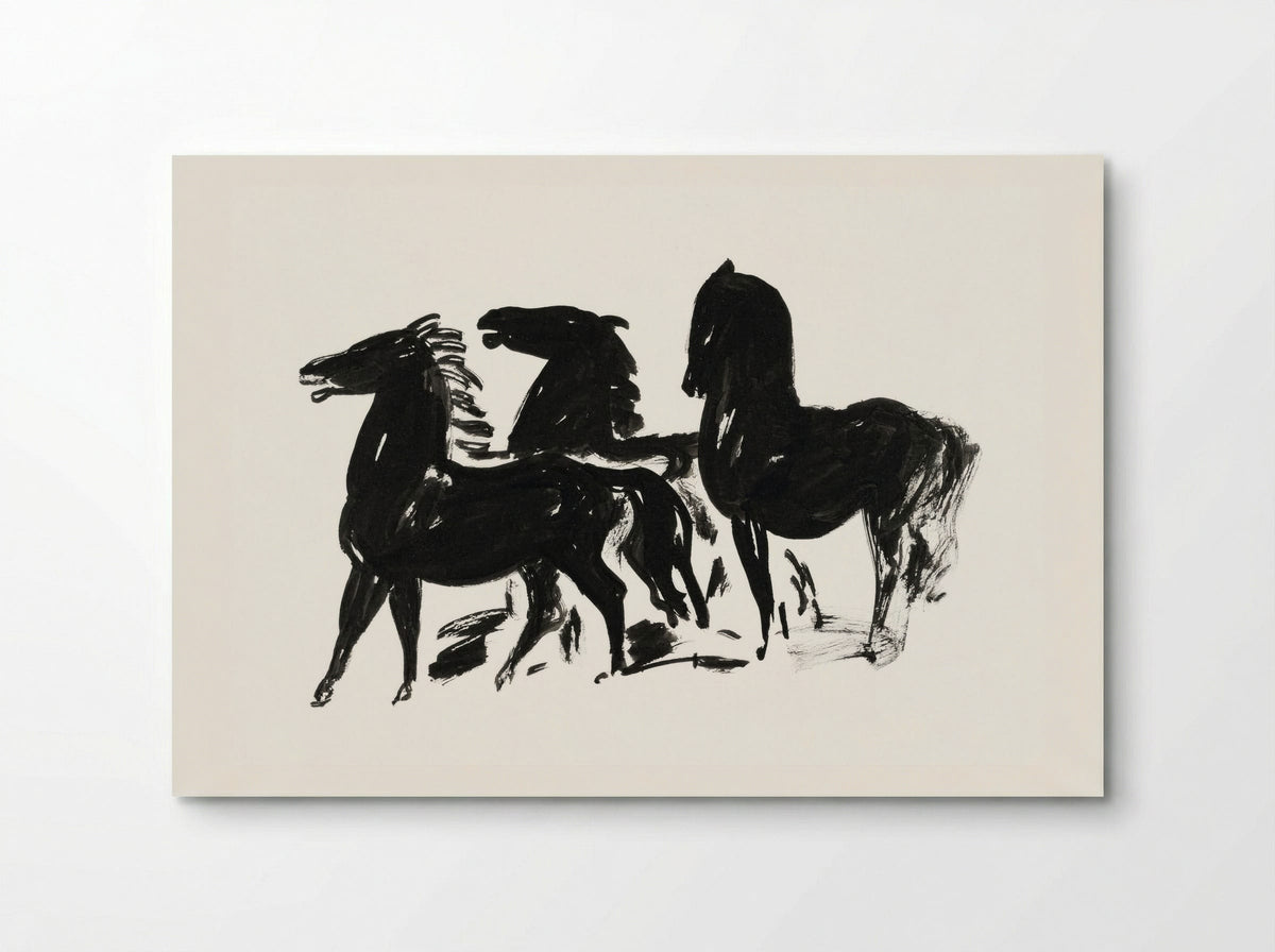 Three Black Horses Standing, Facing Left - Leo Gestel - Poster