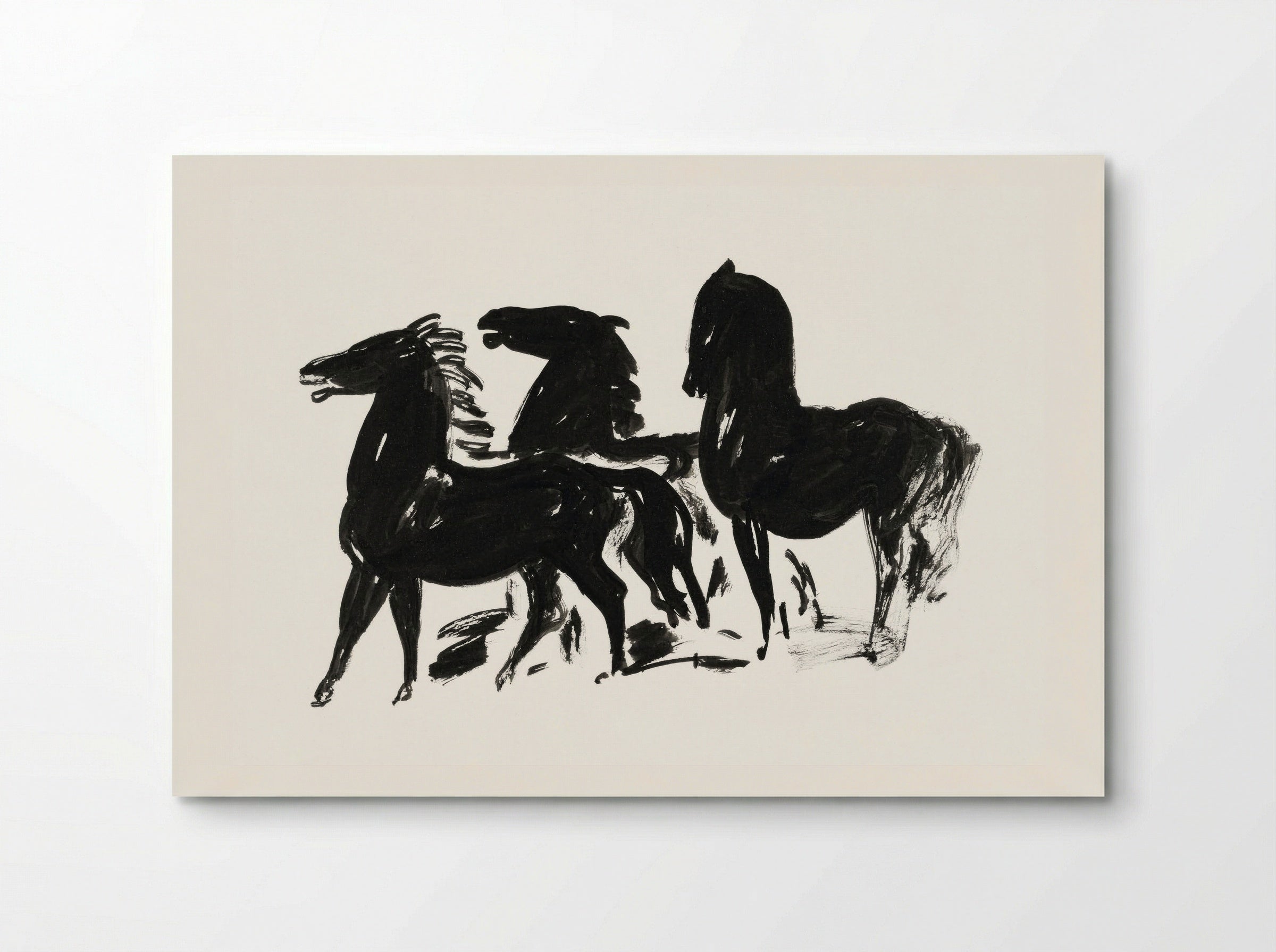 Three Black Horses Standing, Facing Left - Leo Gestel - Poster