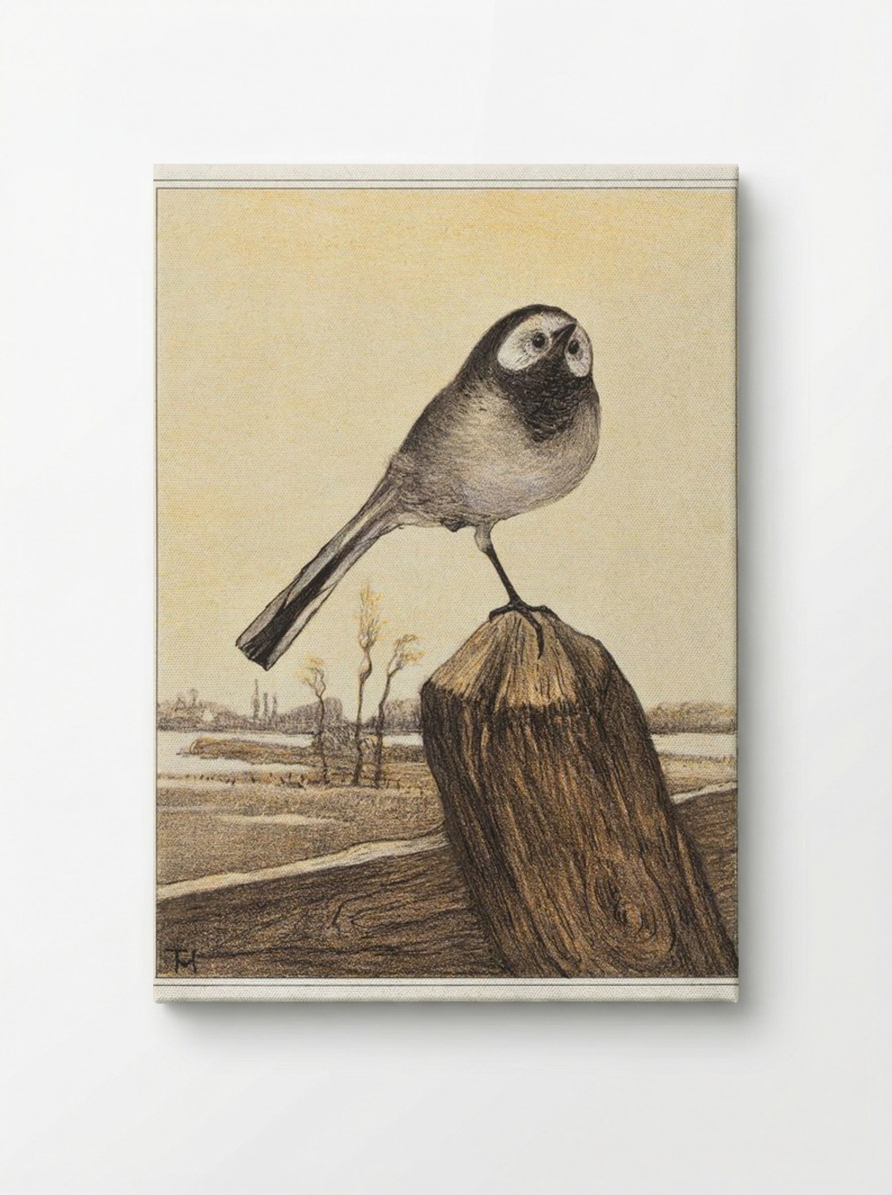 Kwikstaart op paal (Wagtail on a Post) - Theo van Hoytema - Canvas