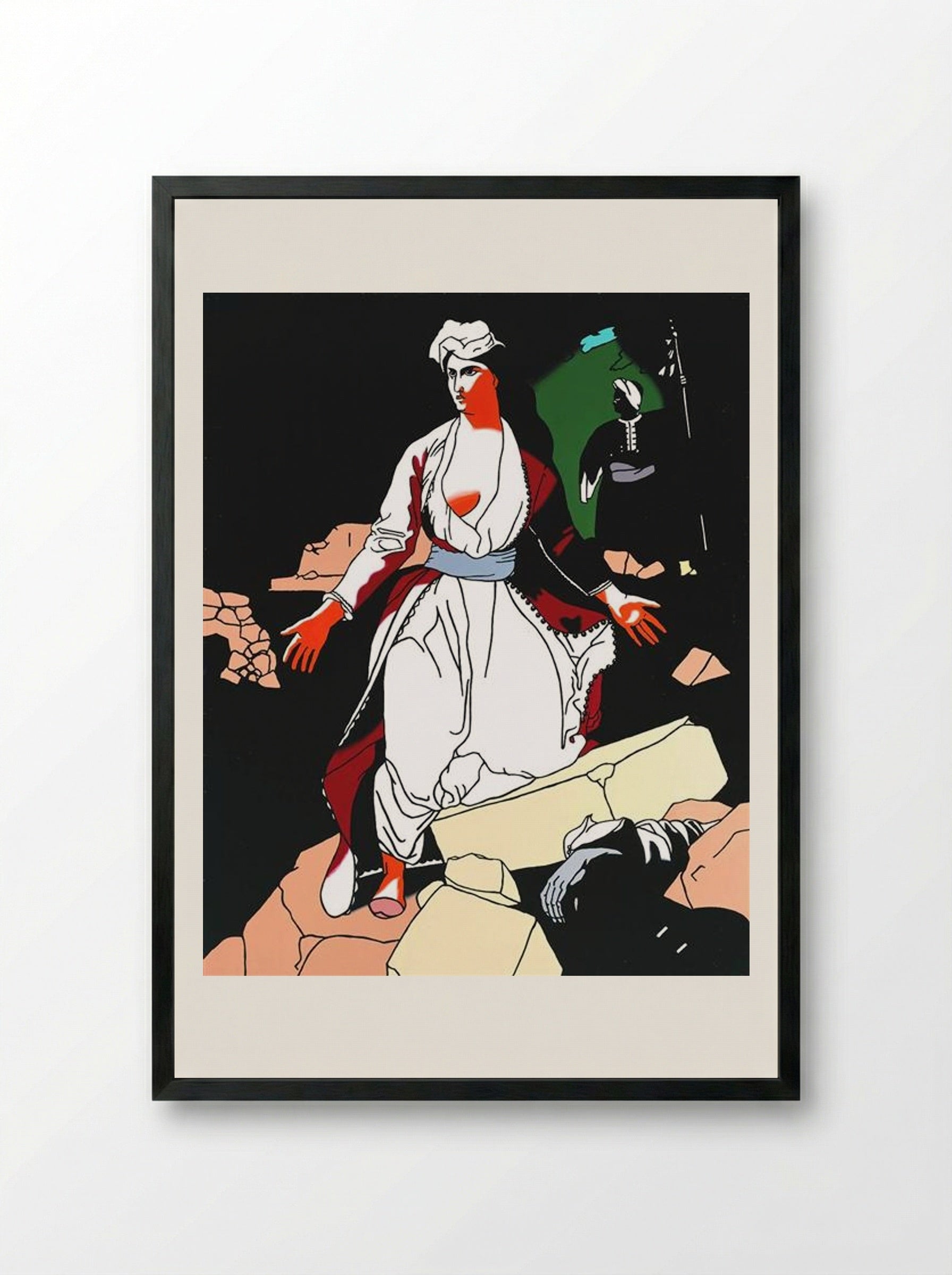 Greece Expiring on the Ruins of Missolonghi (after Delacroix) - Patrick Caulfield - Framed Print Black