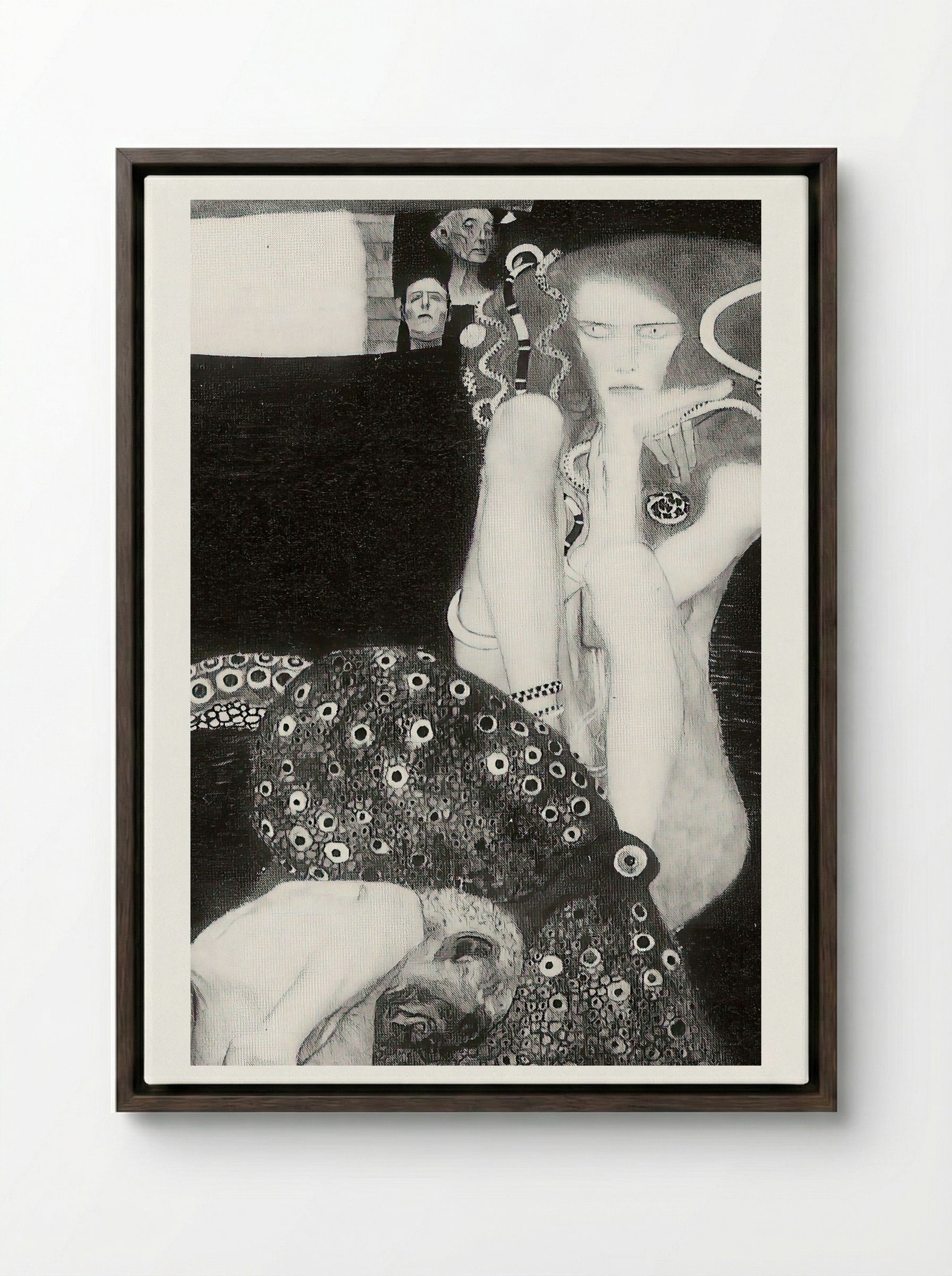 Jurisprudence - Gustav Klimt - Framed Canvas Dark Wood