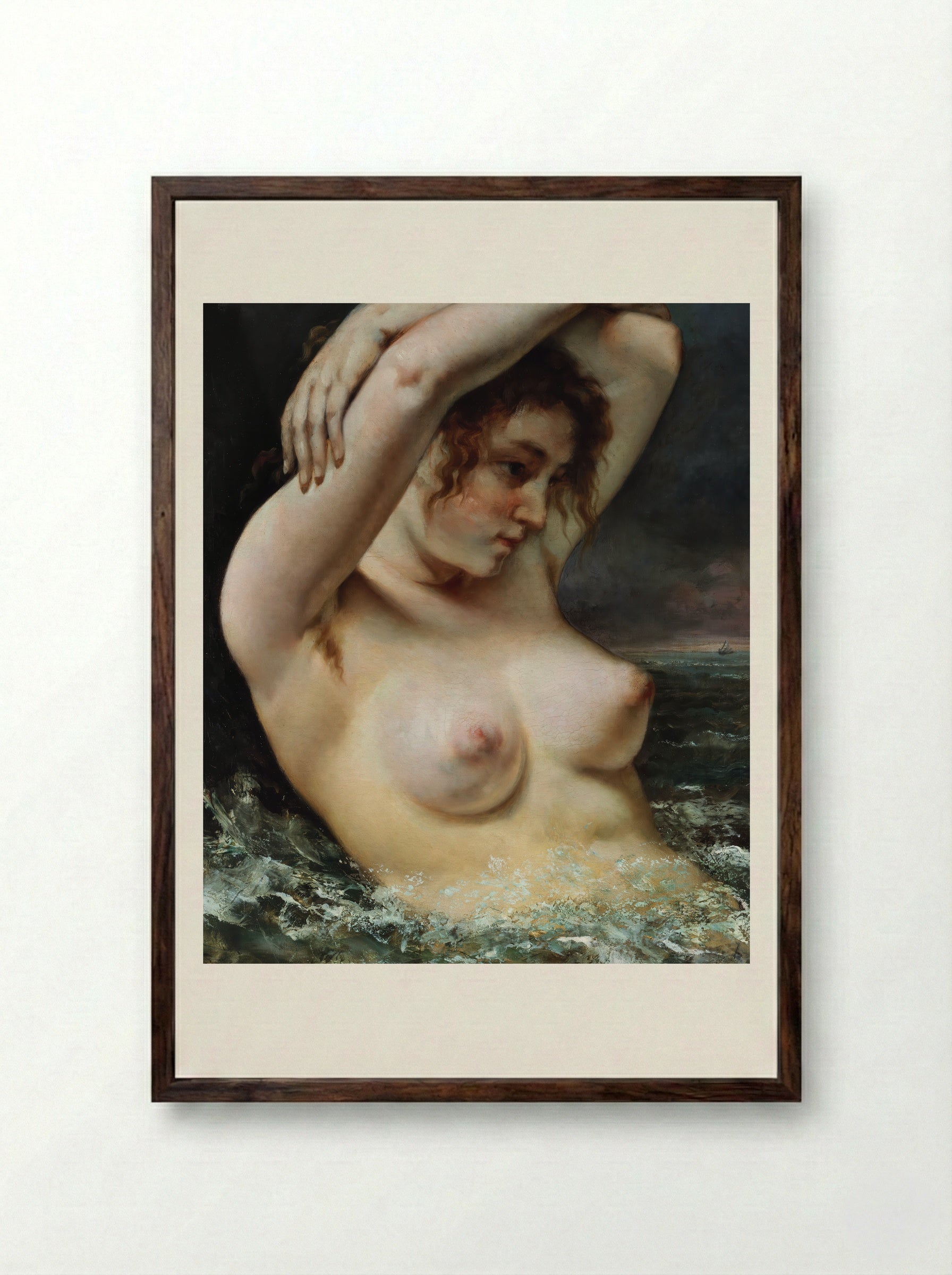 The Woman in the Waves - Gustave Courbet - Framed Print Dark Wood