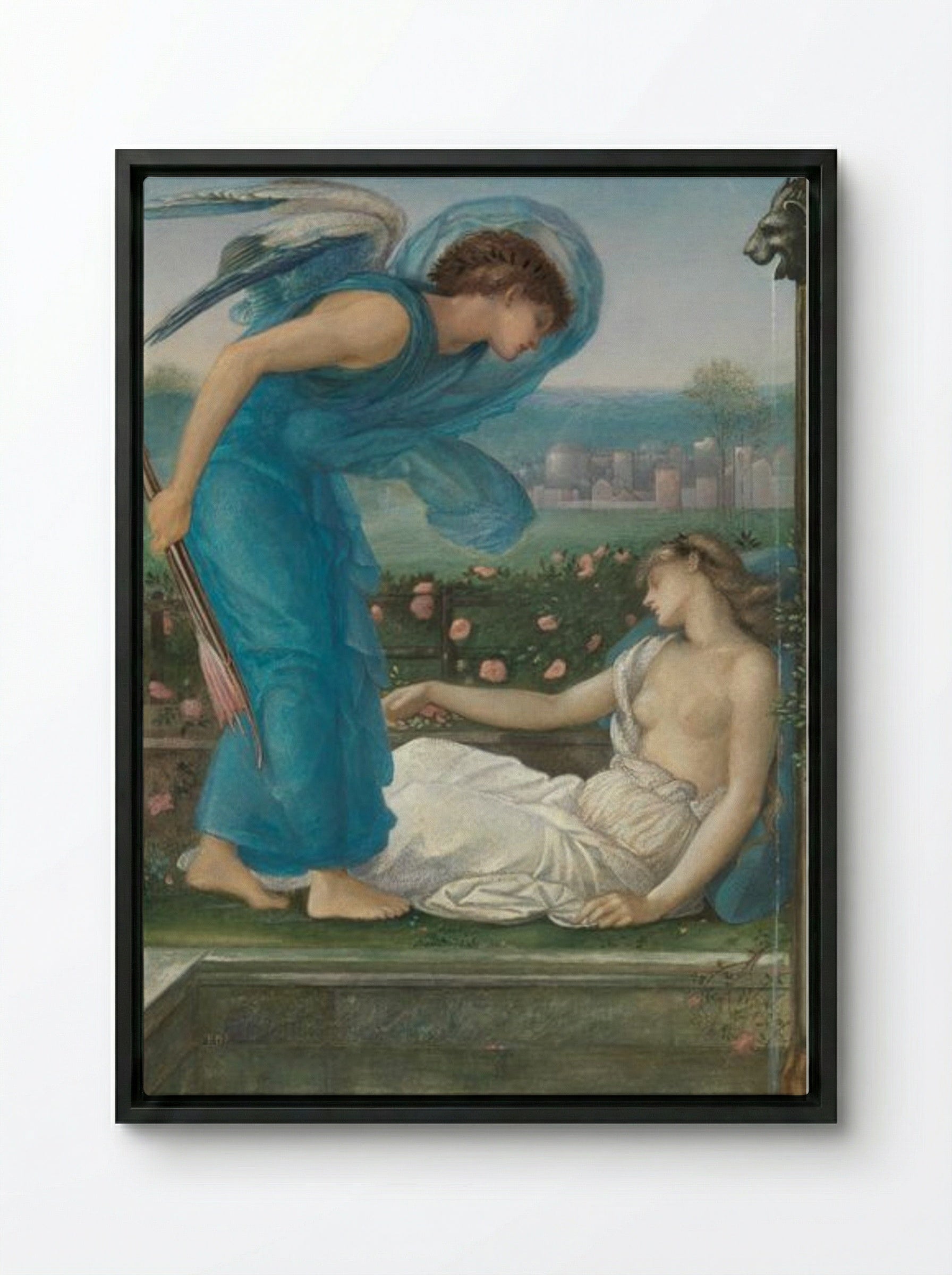 Cupid and Psyche - Edward Burne-Jones - Framed Canvas Black