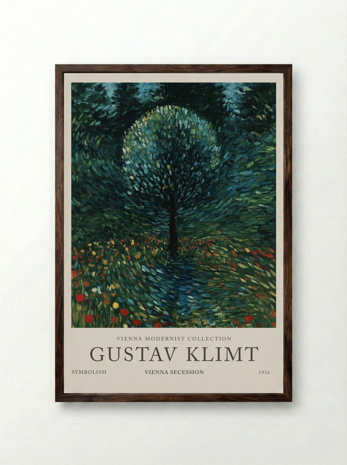 Orchard Tree in Bloom - Gustav Klimt - Framed Print Dark Wood