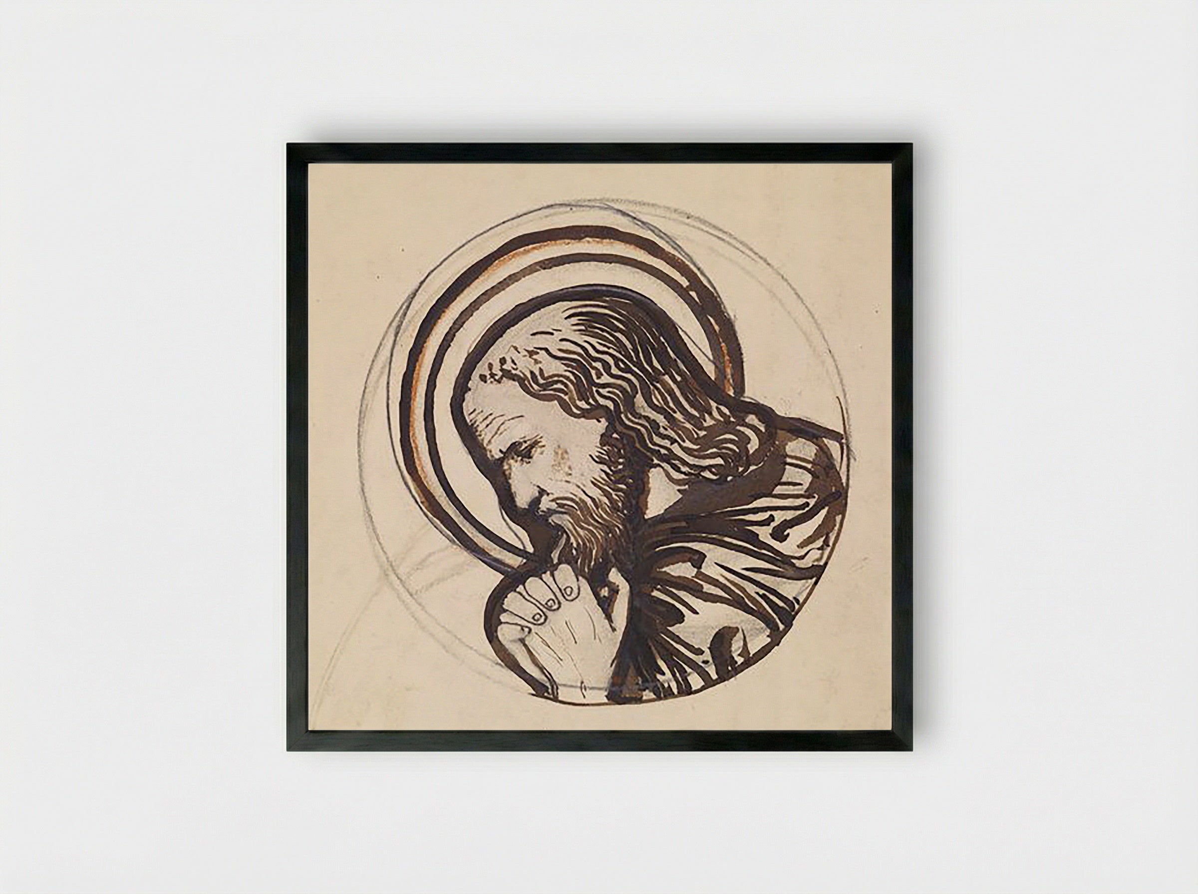 Study of Saint Paul - Fine Art Print - Framed Print Black