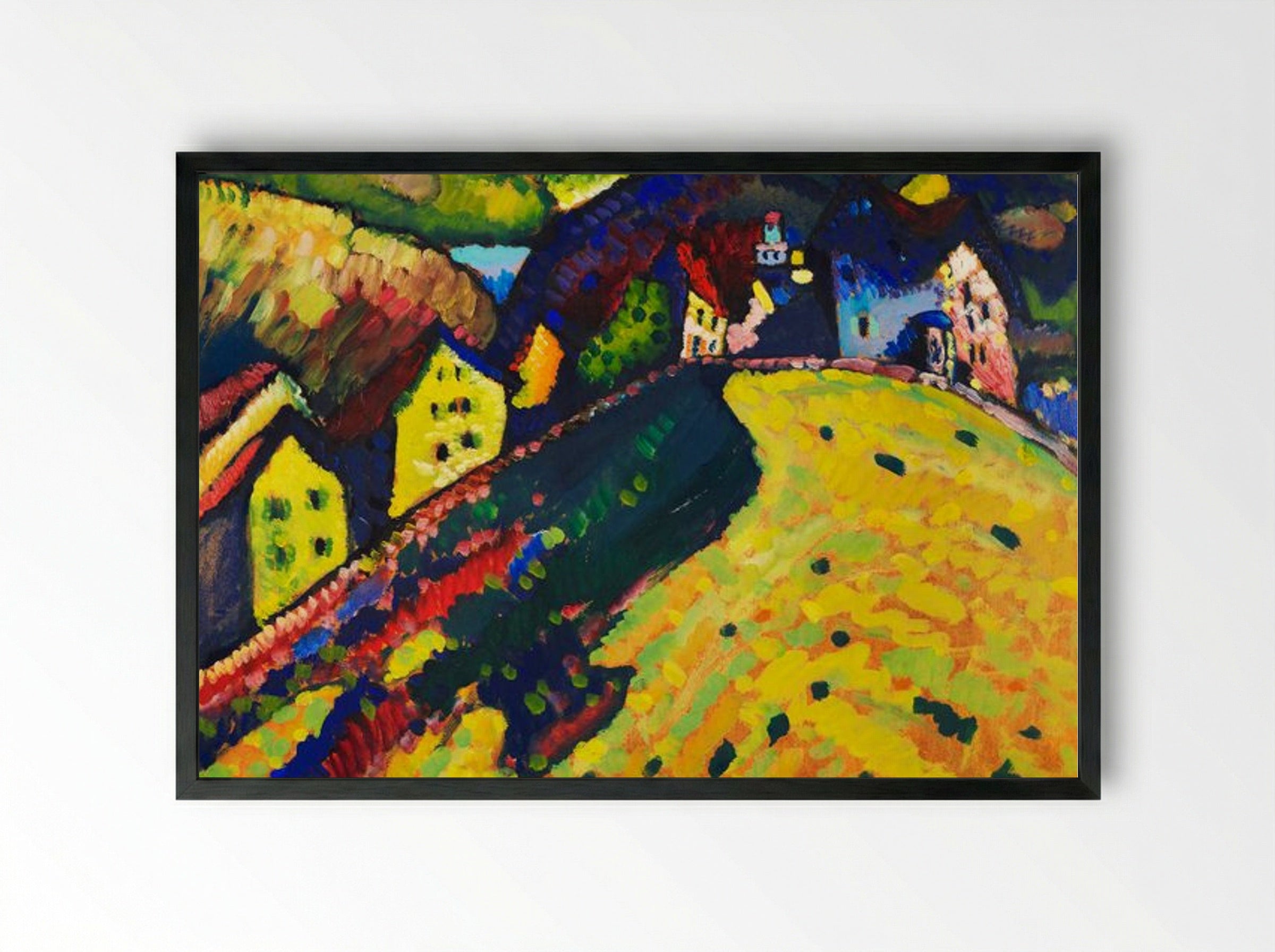 Houses at Murnau - Wassily Kandinsky - Framed Print Black