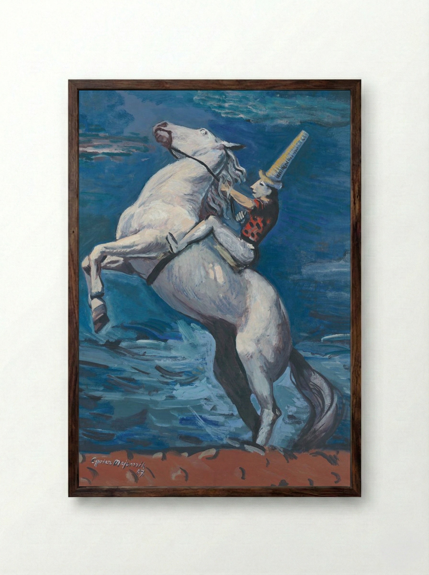 Rider by the Seashore - Cyprián Majerník - Framed Print Dark Wood