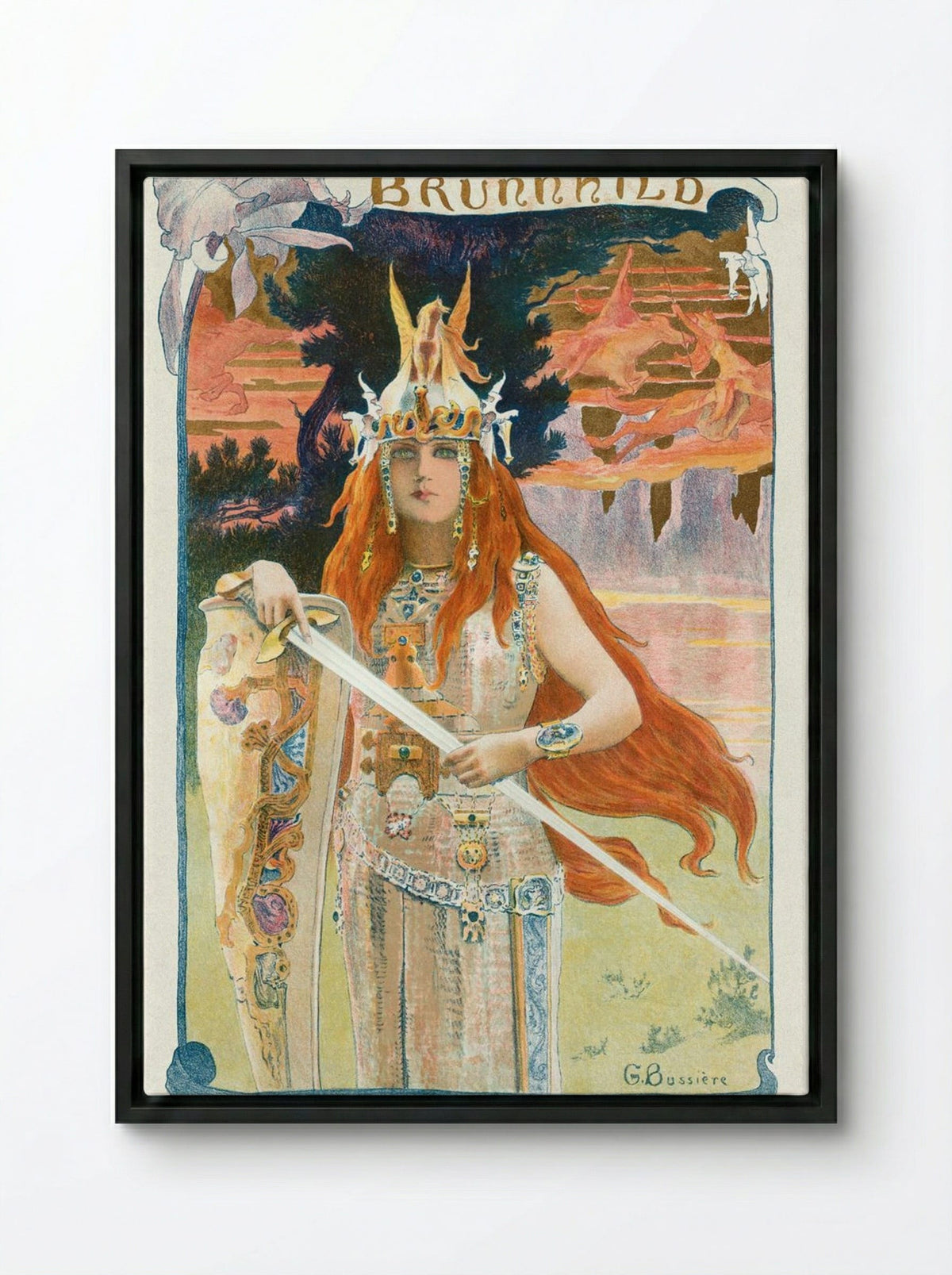 Brunnhild - Gaston Bussière - Framed Canvas Black