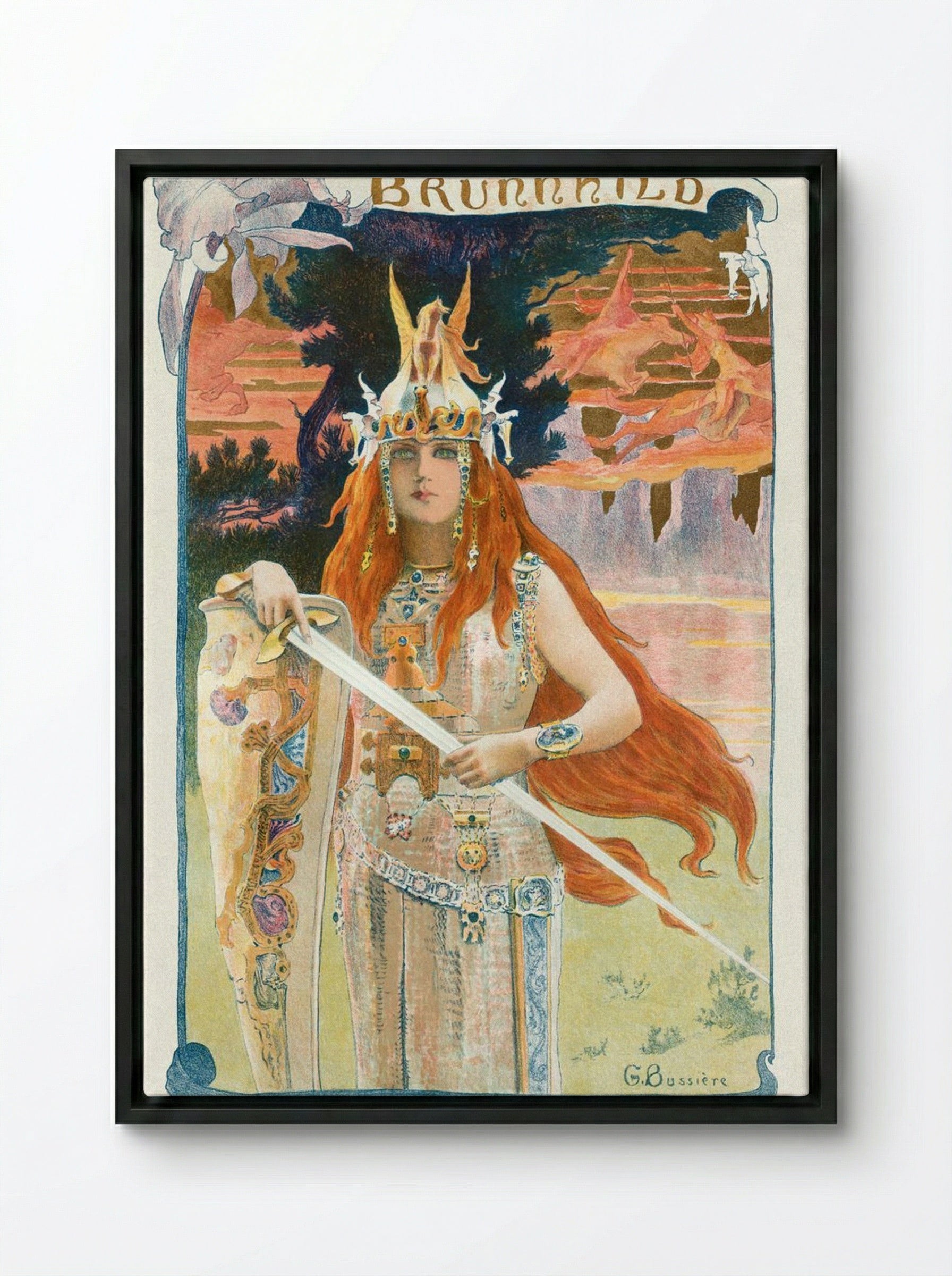 Brunnhild - Gaston Bussière - Framed Canvas Black