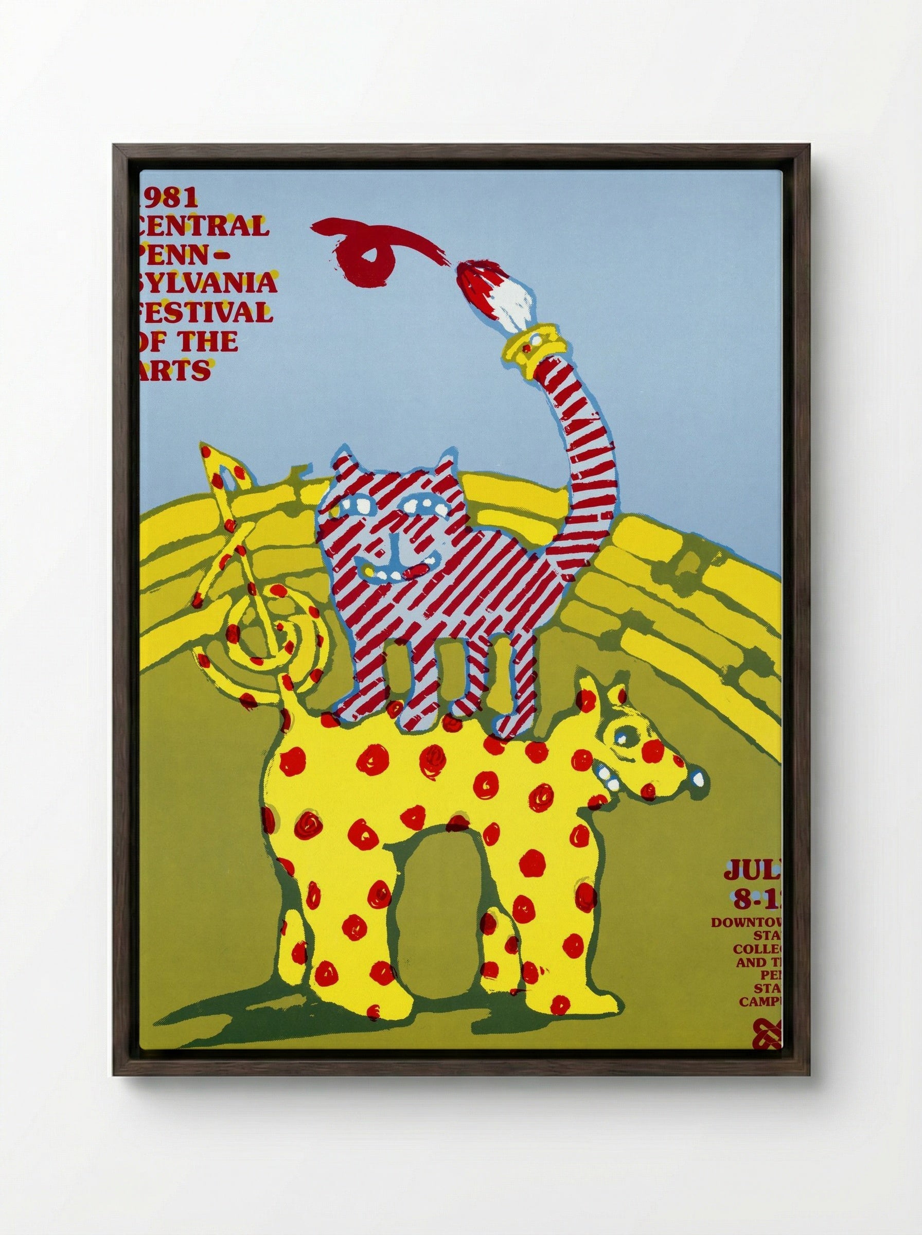 1981 Central Pennsylvania Festival of the Arts Poster - Larry Scharmett - Framed Canvas Dark Wood