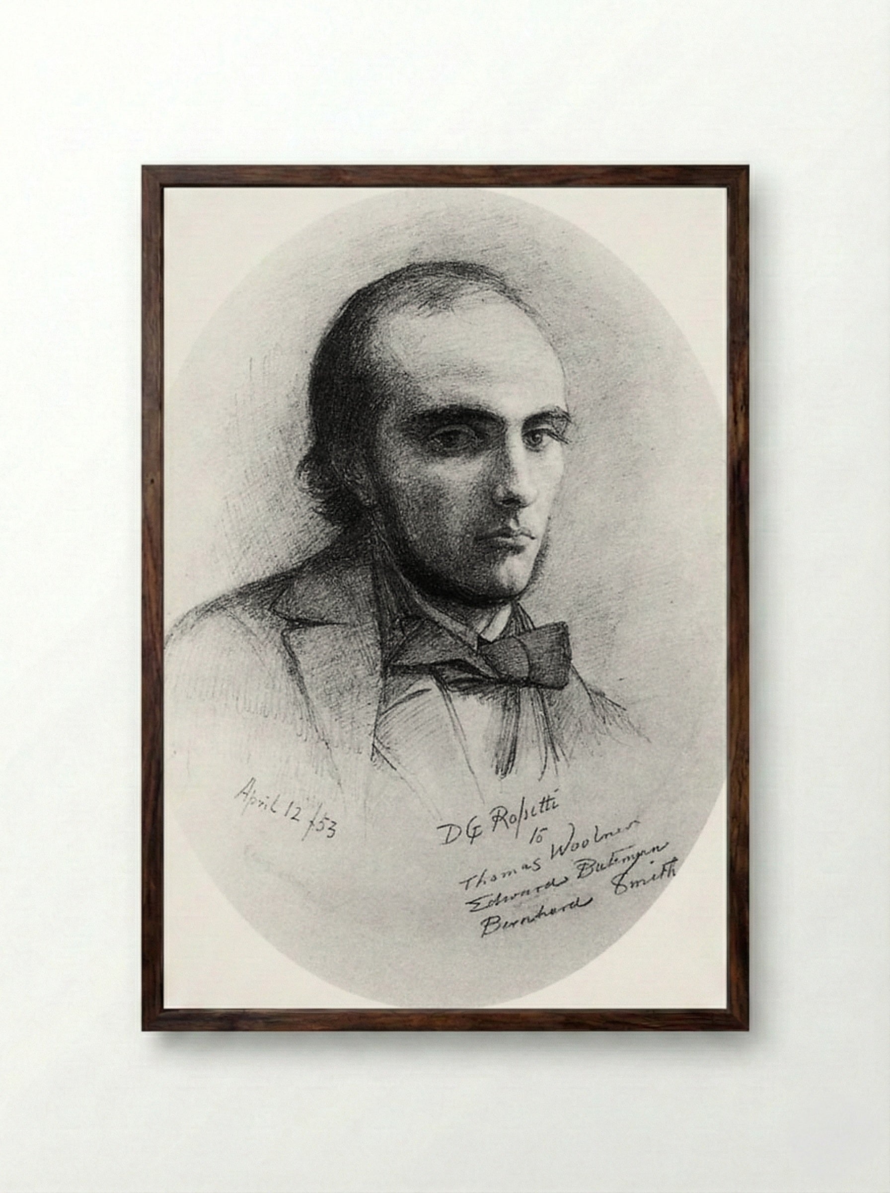 Portrait of William Michael Rossetti - Dante Gabriel Rossetti - Framed Print Dark Wood