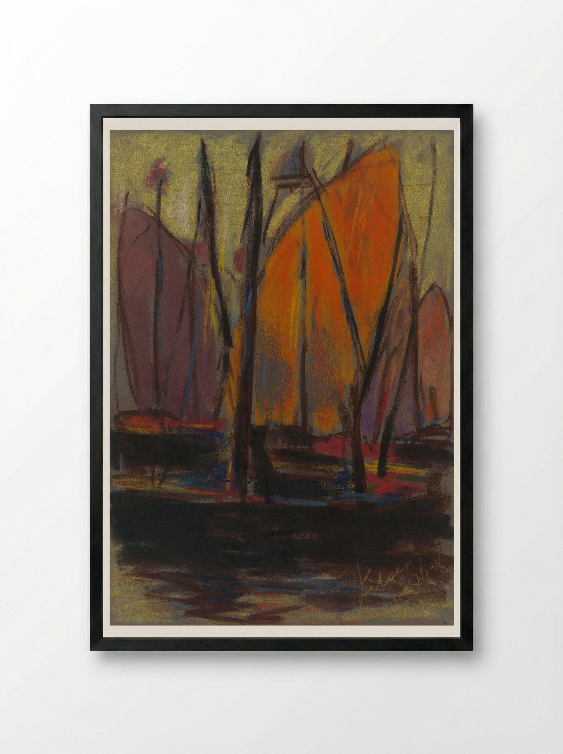 At the Port - Zolo Palugyay - Framed Print Black