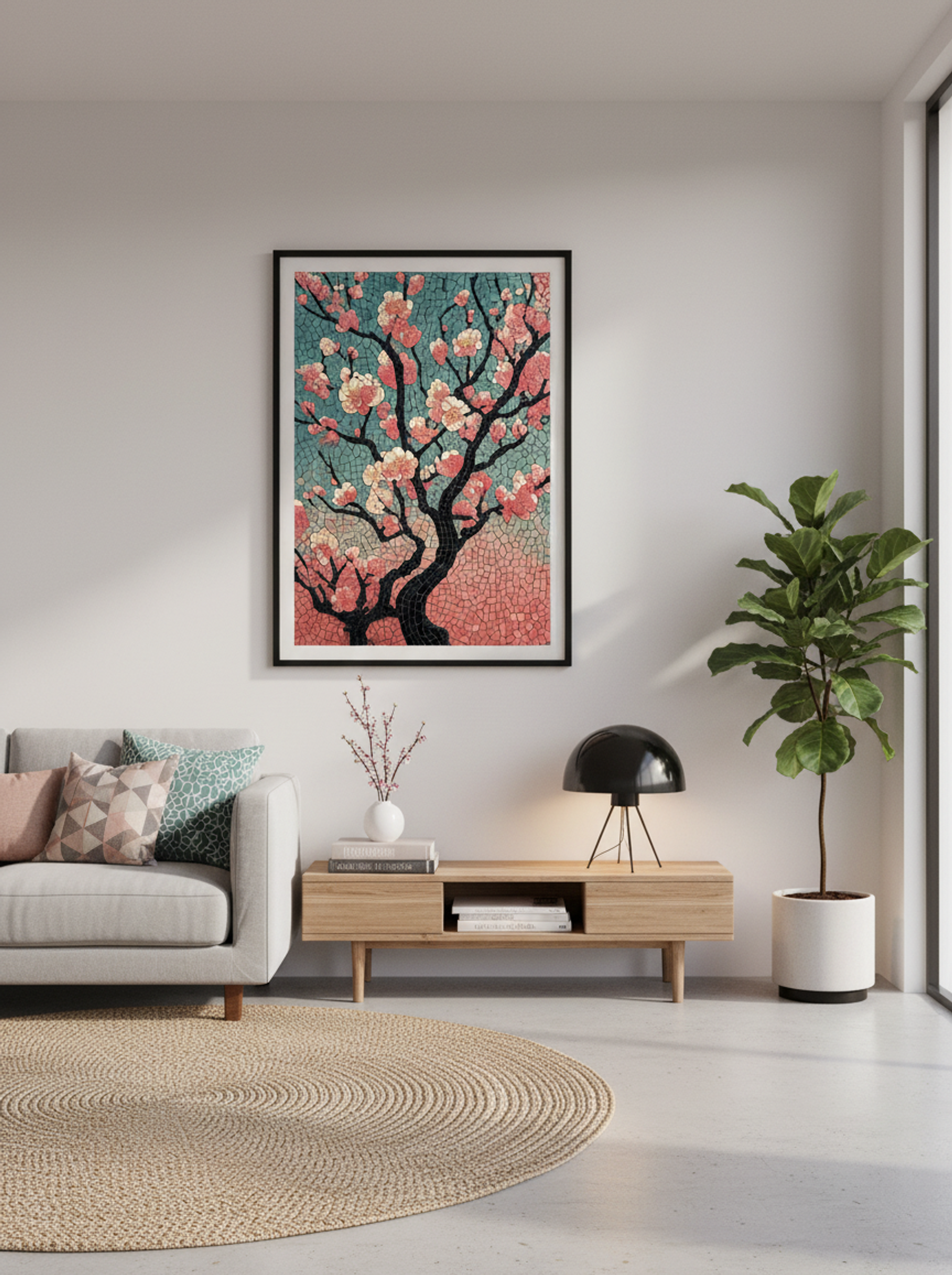 Plum Blossoms at Kameido Shrine - Japanese Mosaic Print - Lifestyle