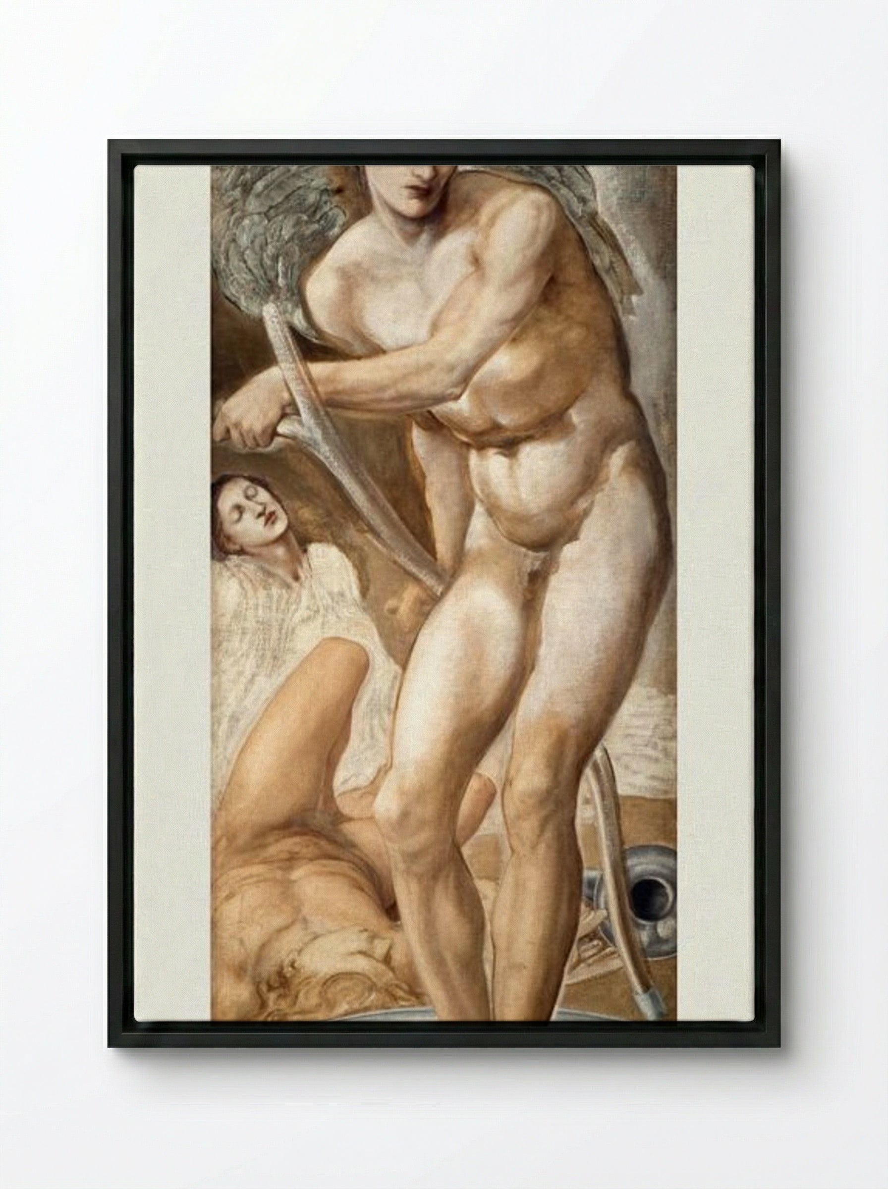 Study of Oblivion Conquering Fame - Edward Burne-Jones - Framed Canvas Black