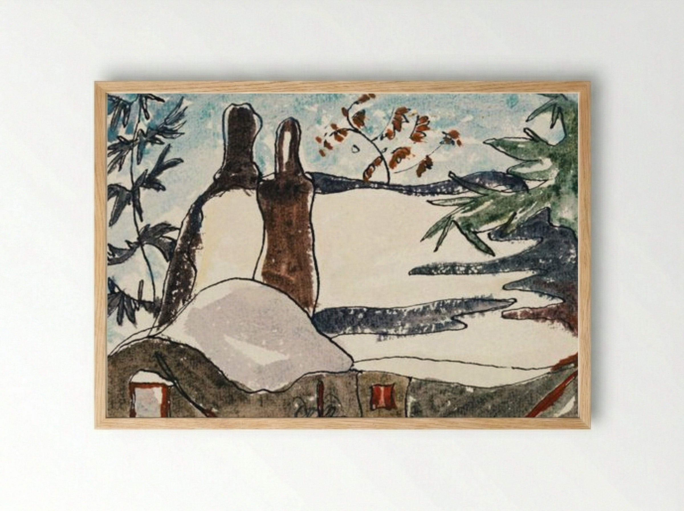 Snowy Rooftops and Trees - Arthur Dove - Framed Print Wood