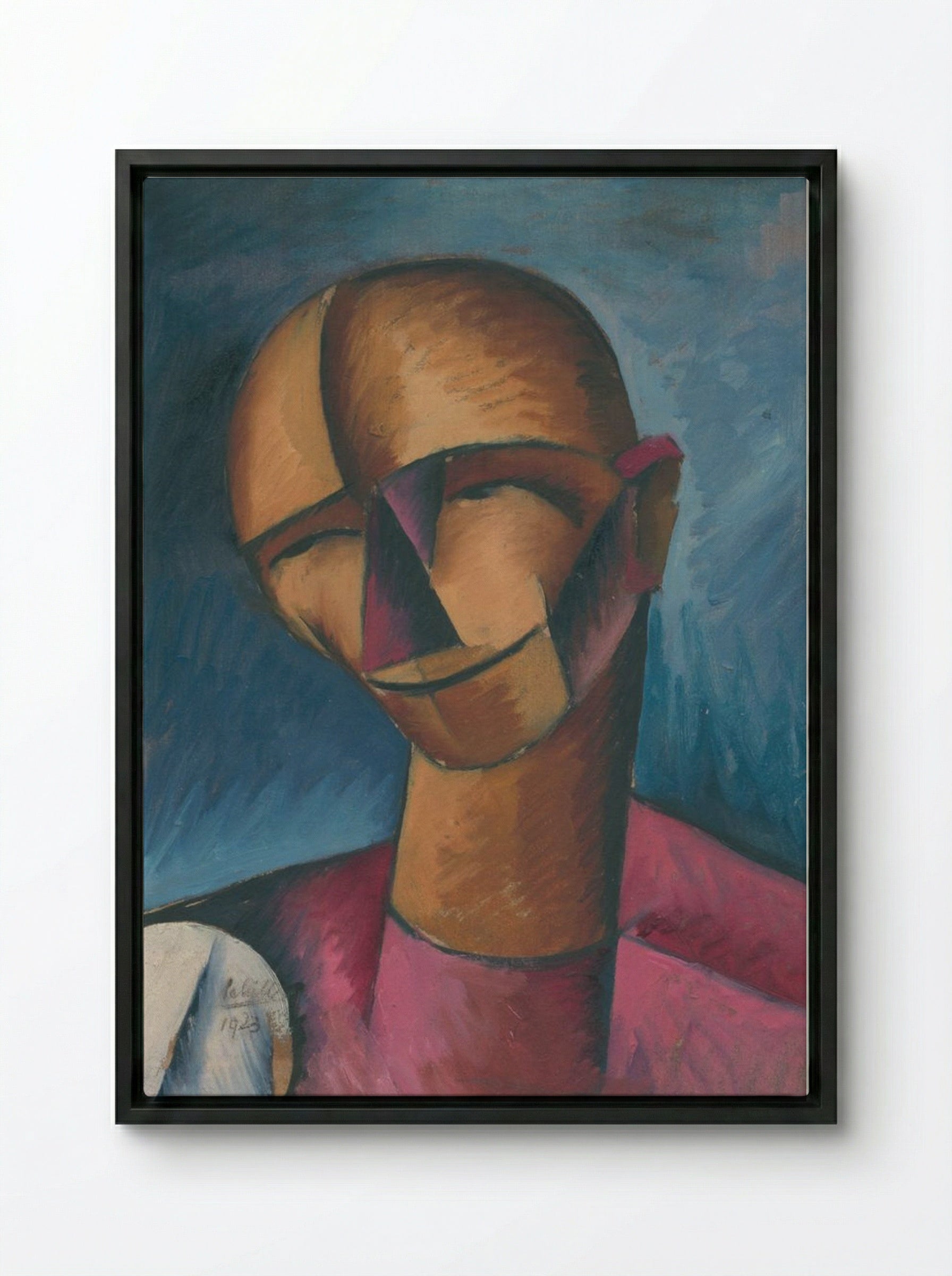 A Man's Head - Schiller Geyser - Framed Canvas Black