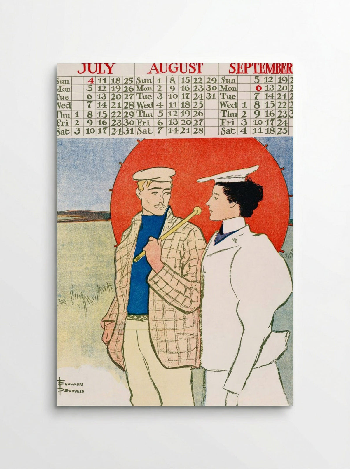 July, August, September - Vintage Calendar - Edward Penfield - Poster