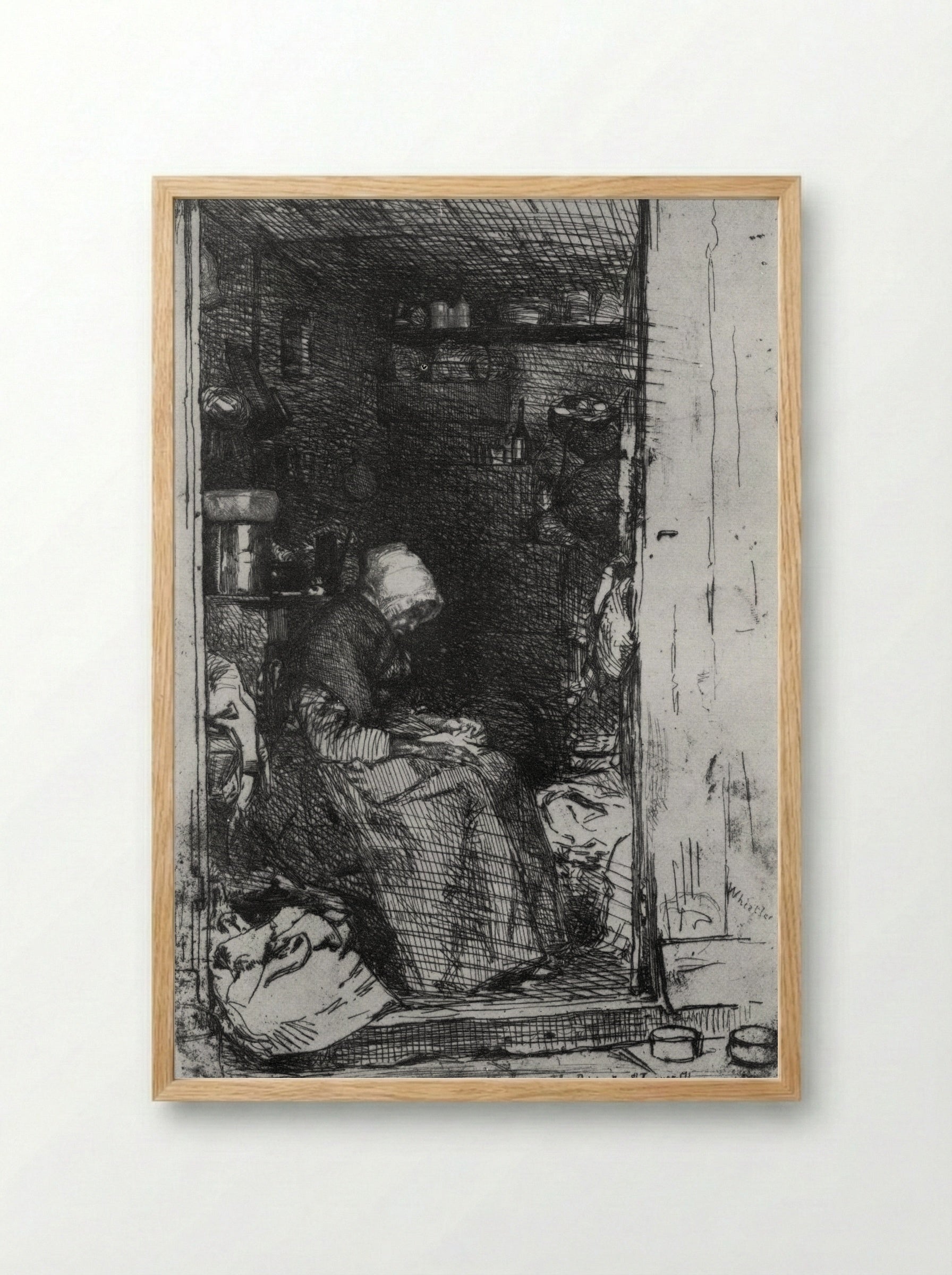 Old Woman with Rags - James McNeill Whistler - Framed Print Wood