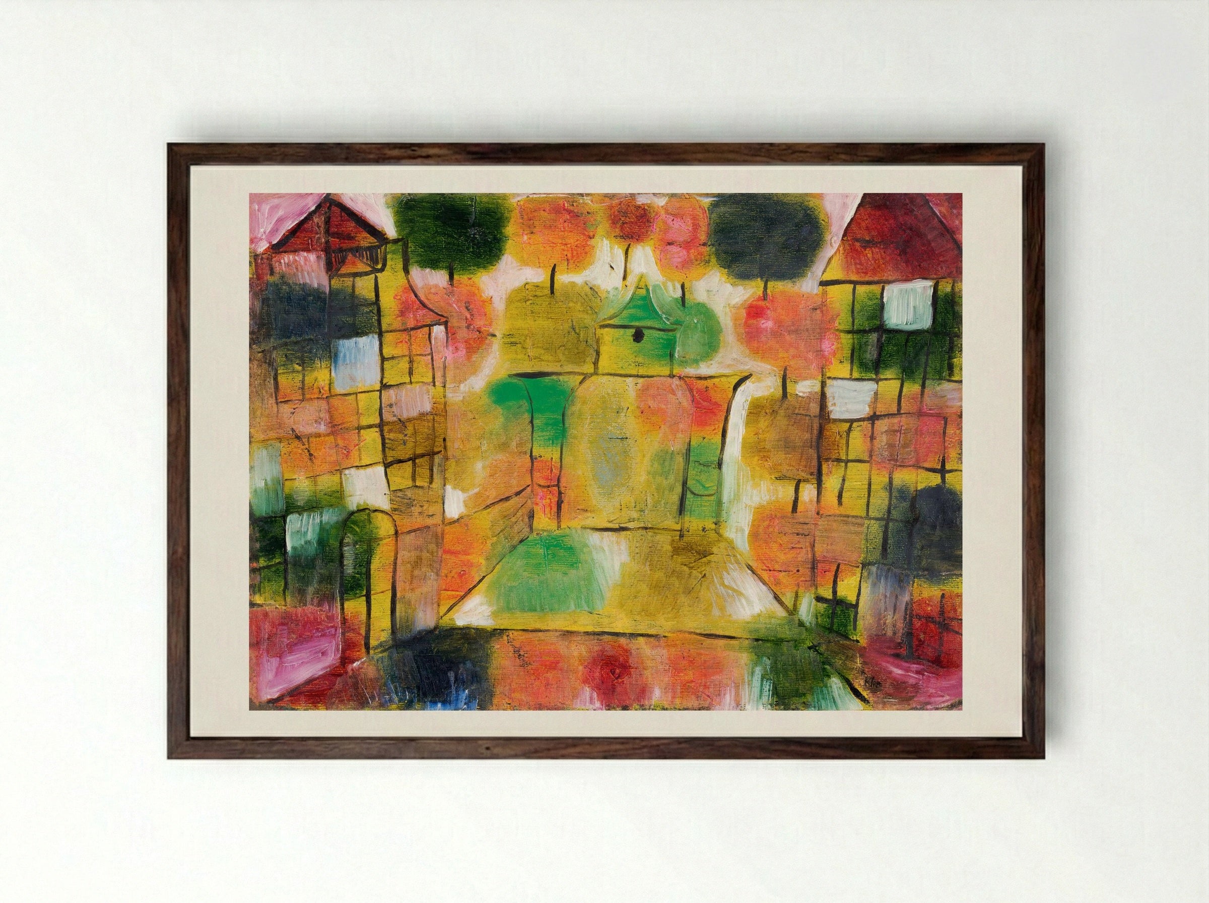 Tree and Architecture, Rhythms - Paul Klee - Framed Print Dark Wood