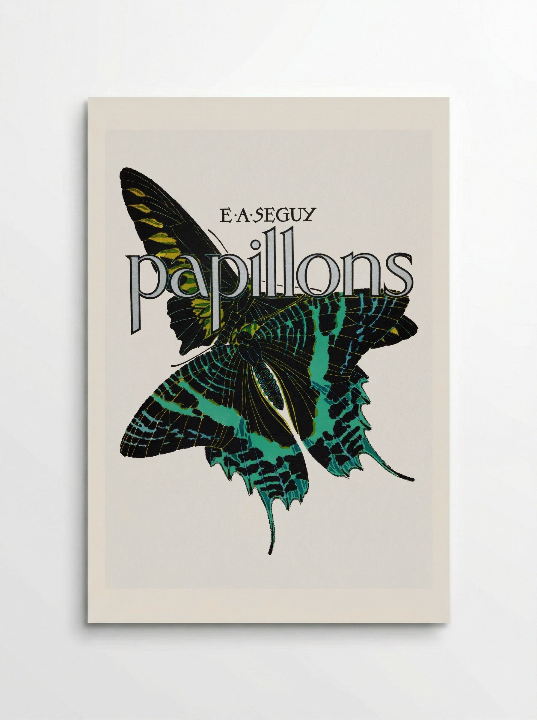Papillons, Plate No. 1 (Teal and Black Butterfly) - Émile-Allain Séguy - Poster