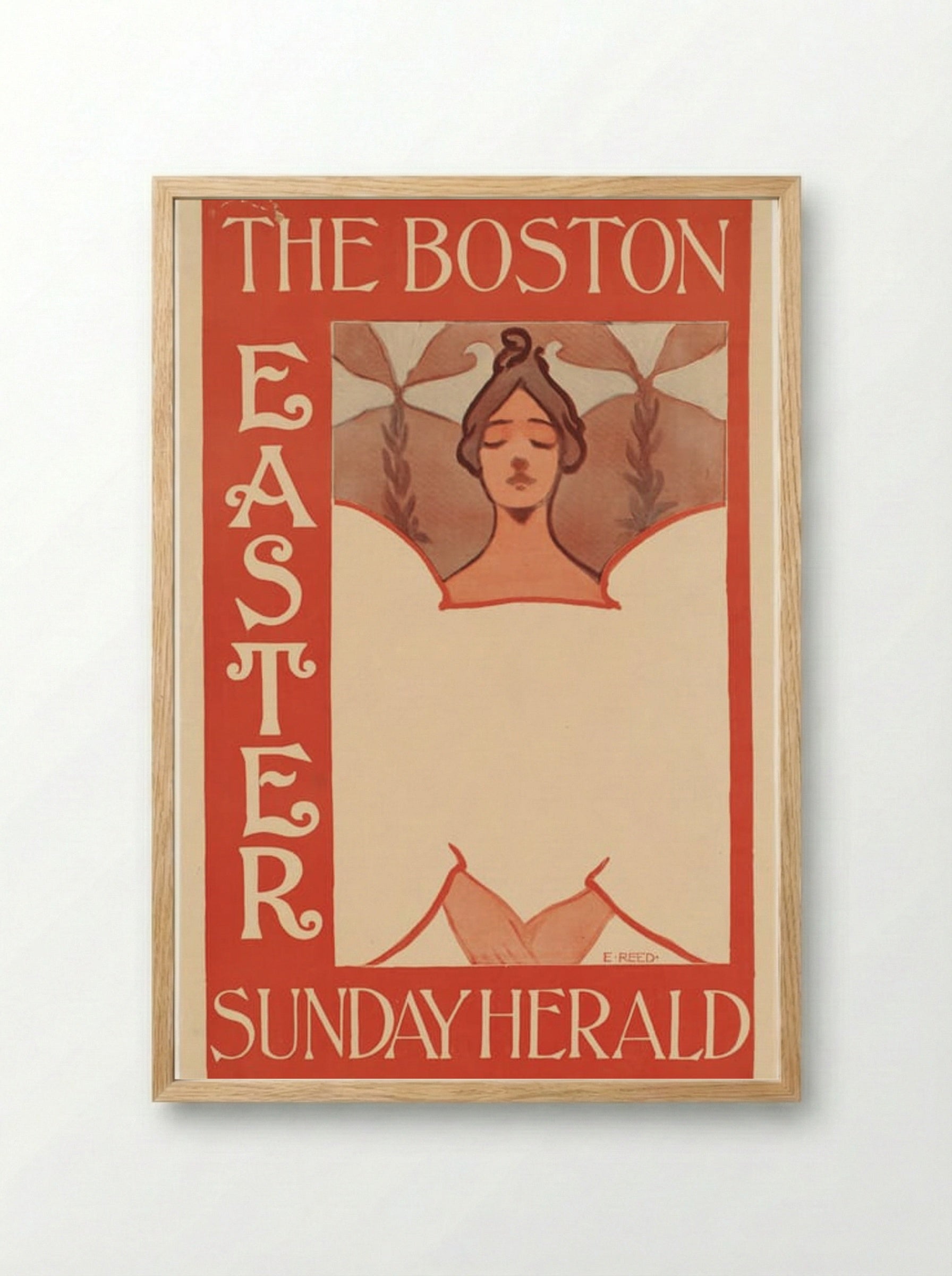 The Boston Sunday Herald, Easter Illustration - Ethel Reed - Framed Print Wood