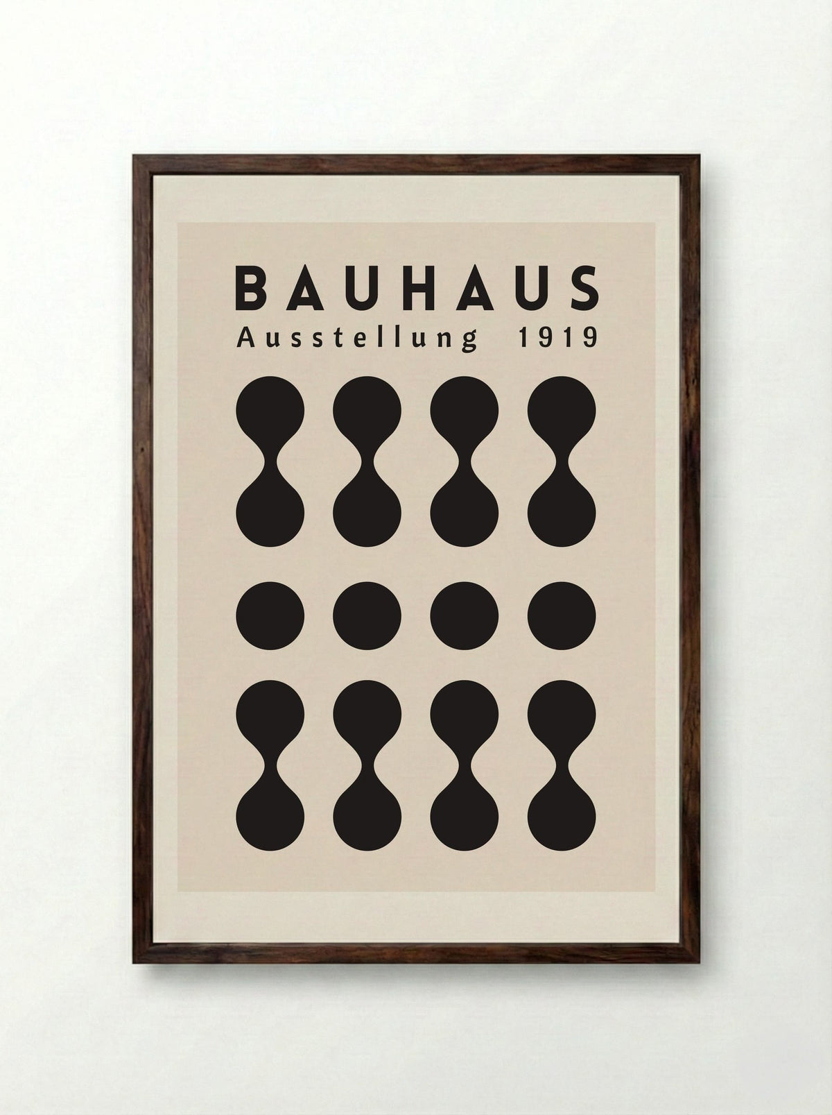 Bauhaus Hourglass Matrix – 1919 Exhibition - Framed Print Dark Wood