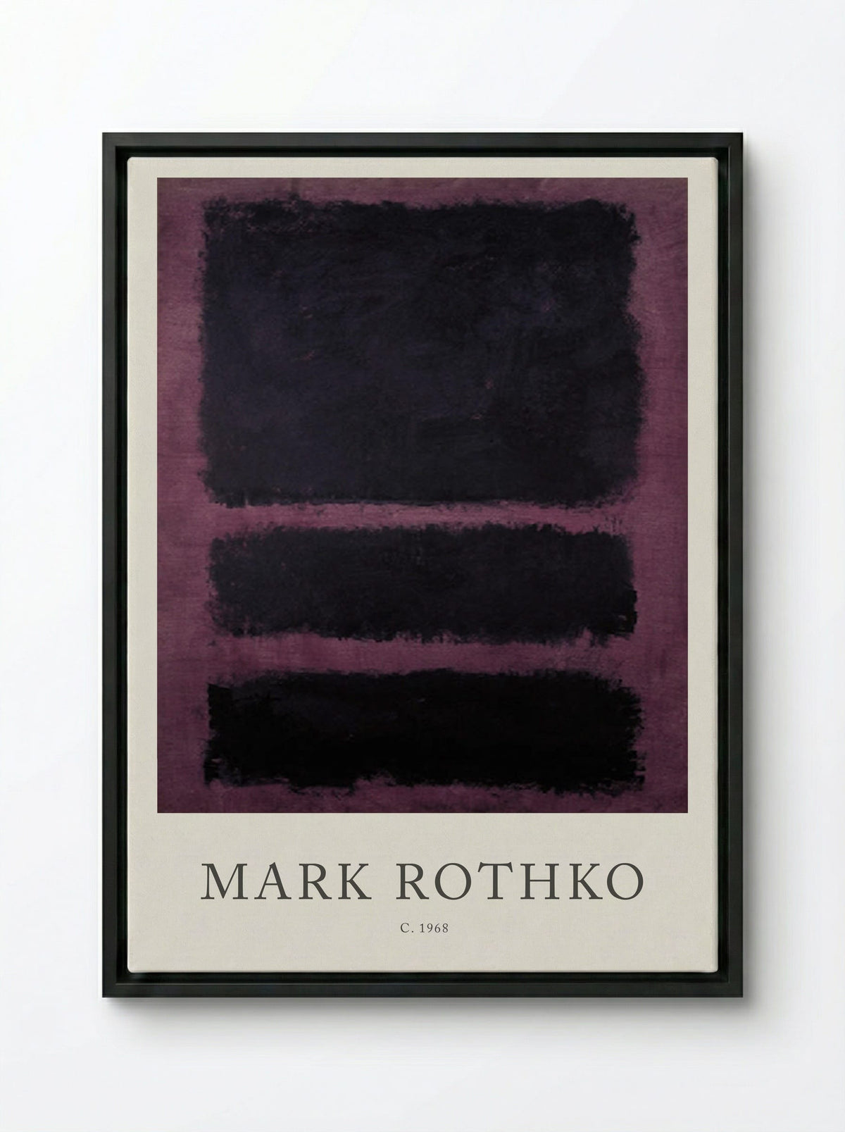 Untitled (Three Black Rectangles on Purple) - Mark Rothko - Framed Canvas Black