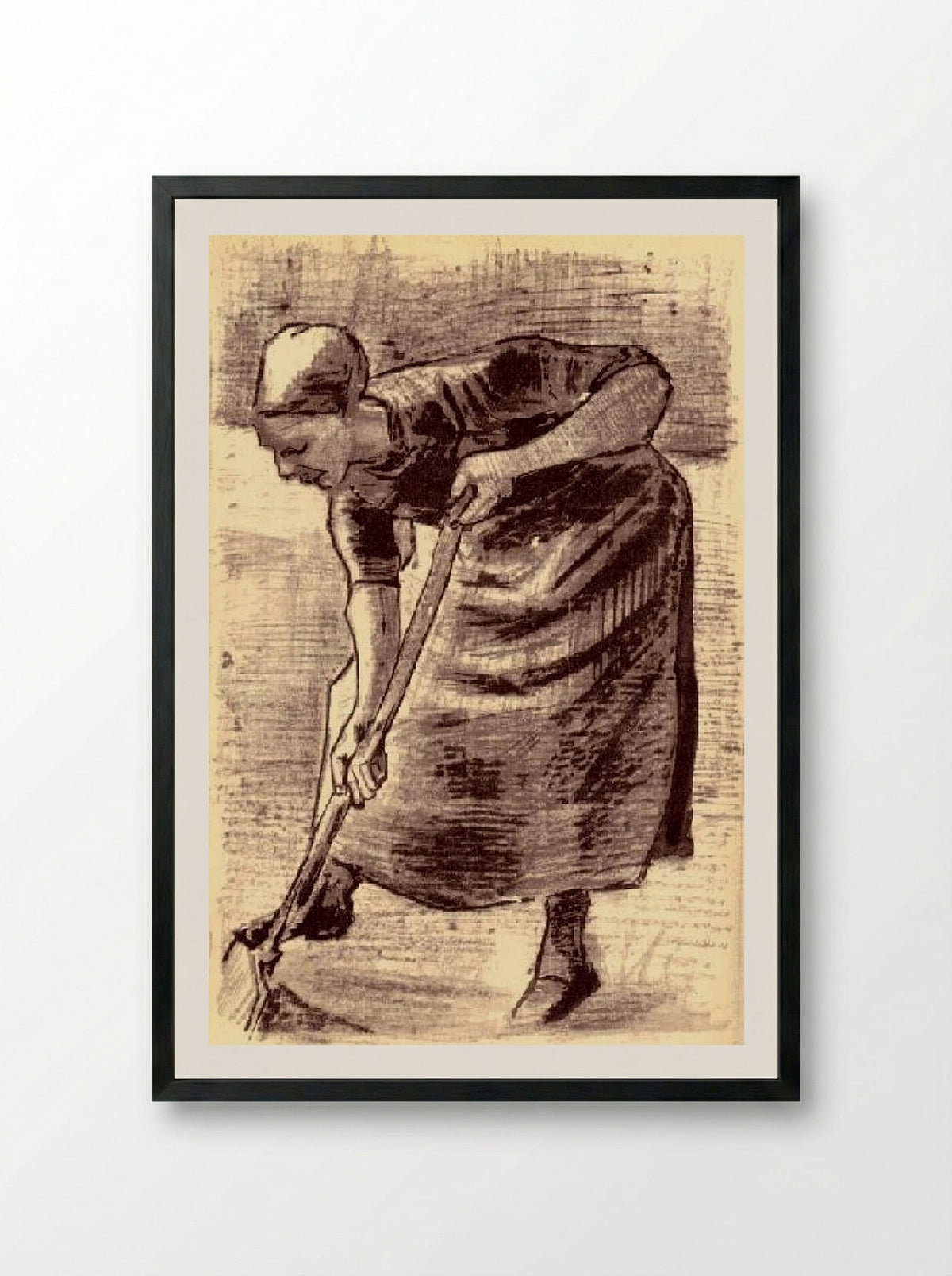 Woman Digging - Vincent van Gogh - Framed Print Black