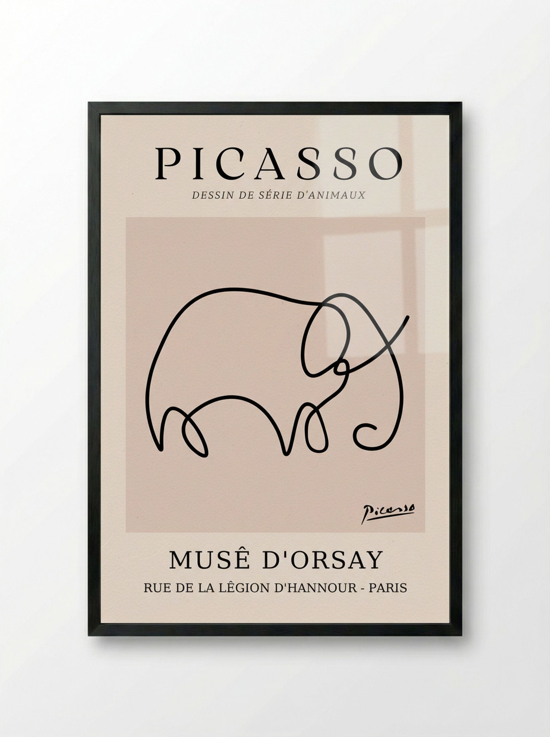 Elephant - Pablo Picasso - Framed Print Black