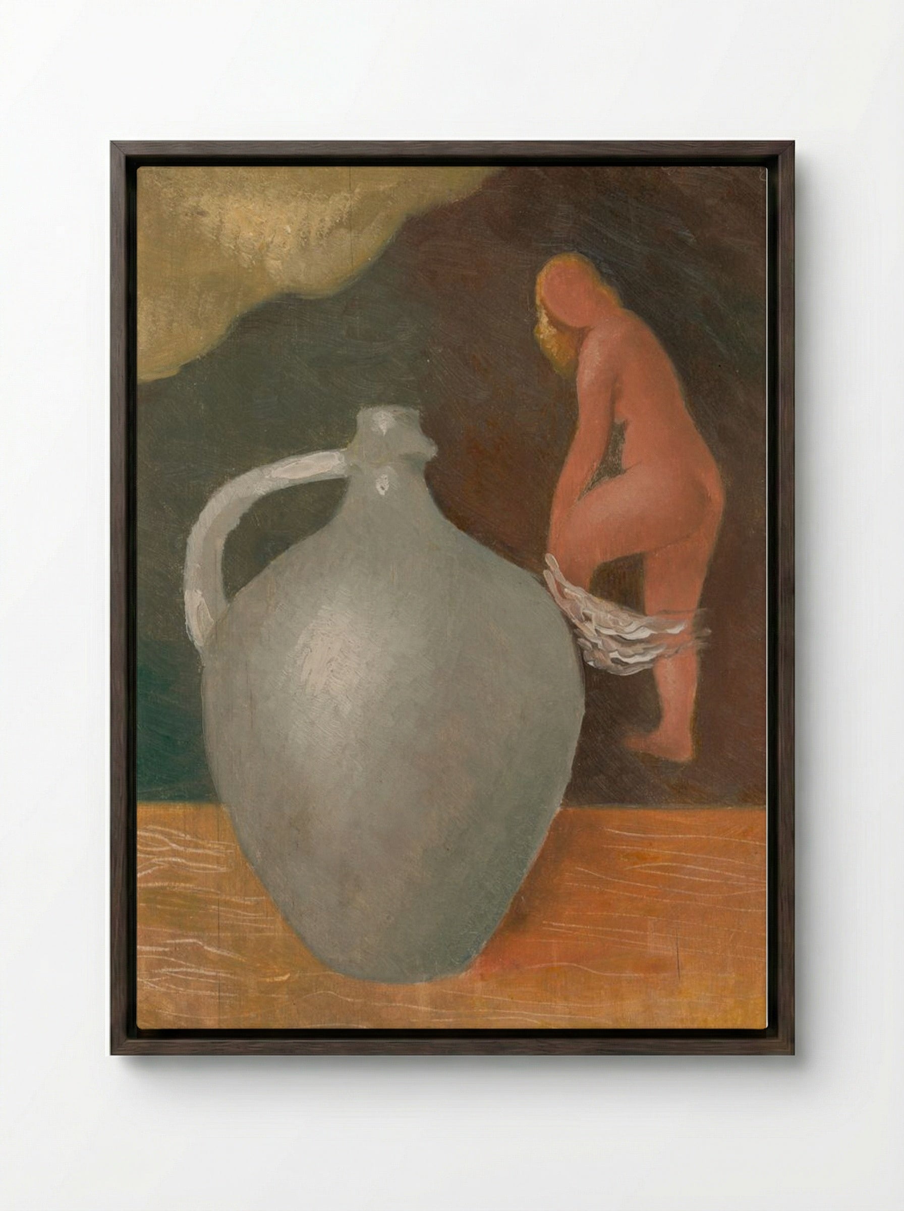 Woman with Jar - Mikuláš Galanda - Framed Canvas Dark Wood