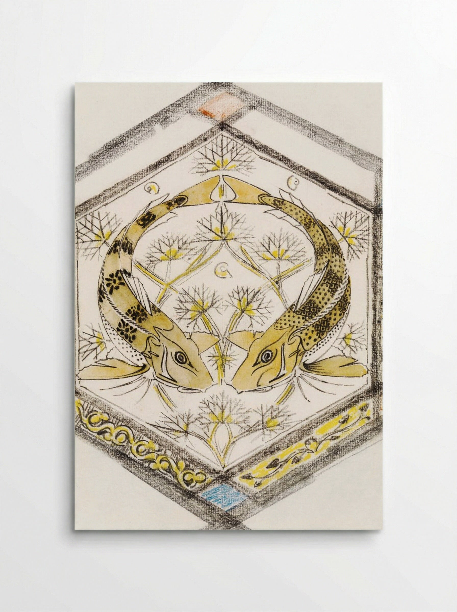 Decorative Design with Two Fish in a Hexagon - Gerrit Willem Dijsselhof - Poster