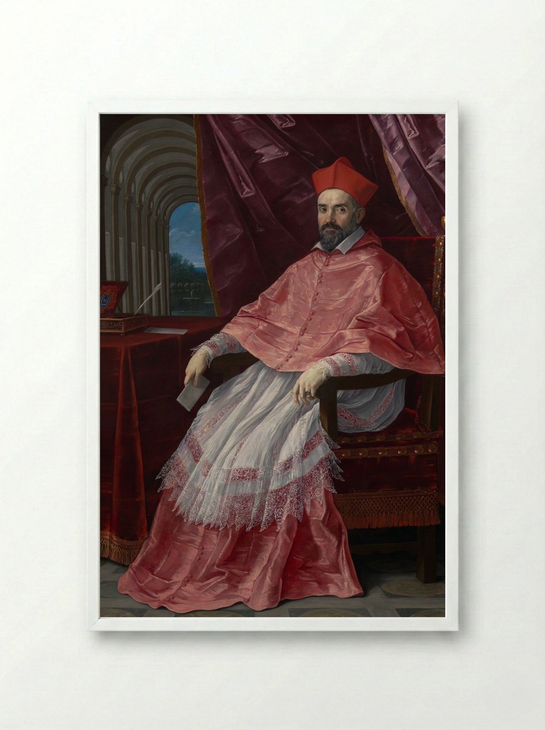 Cardinal Roberto Ubaldini - Guido Reni - Framed Print White