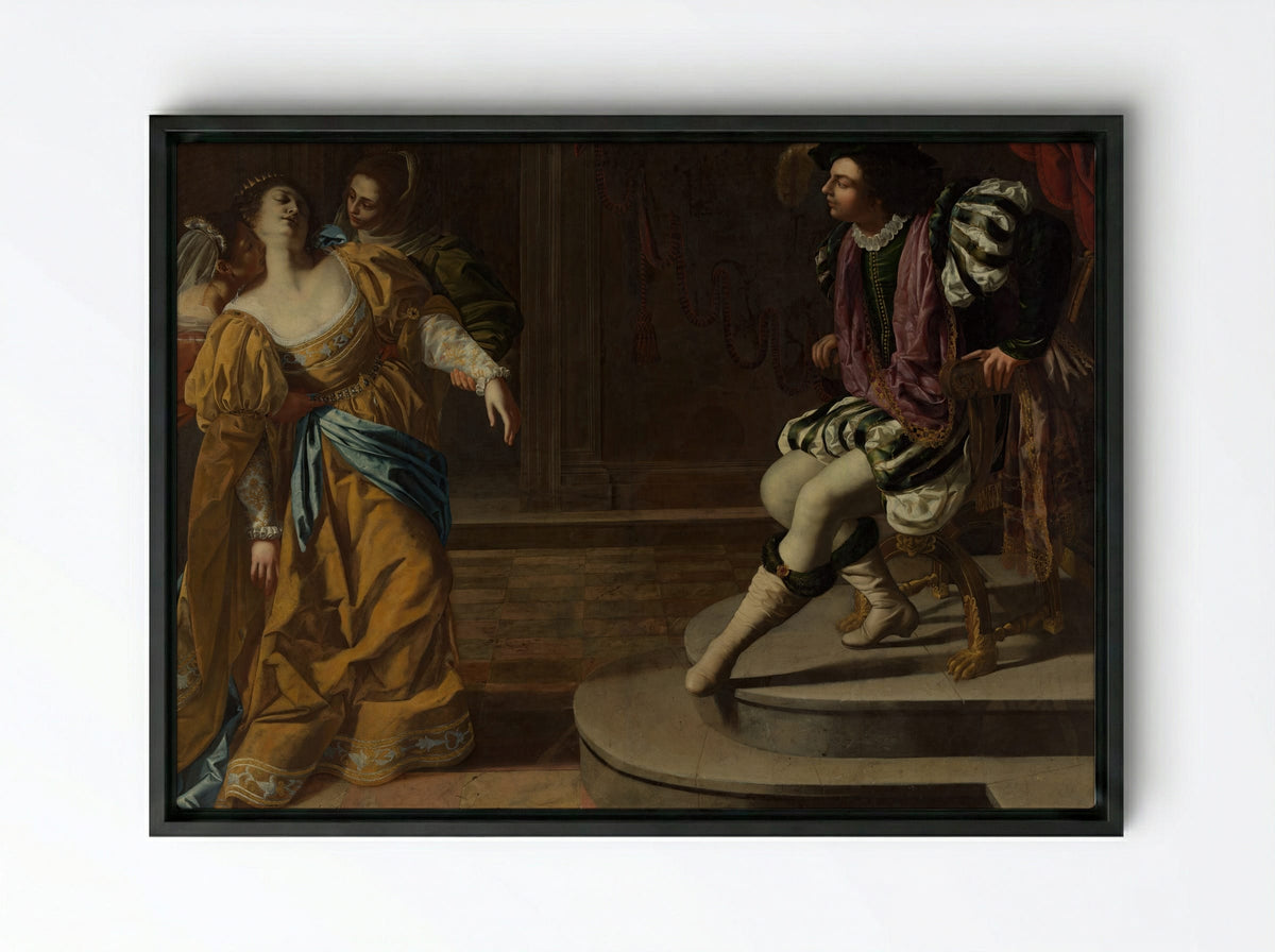 Esther before Ahasuerus - Artemisia Gentileschi - Framed Canvas Black