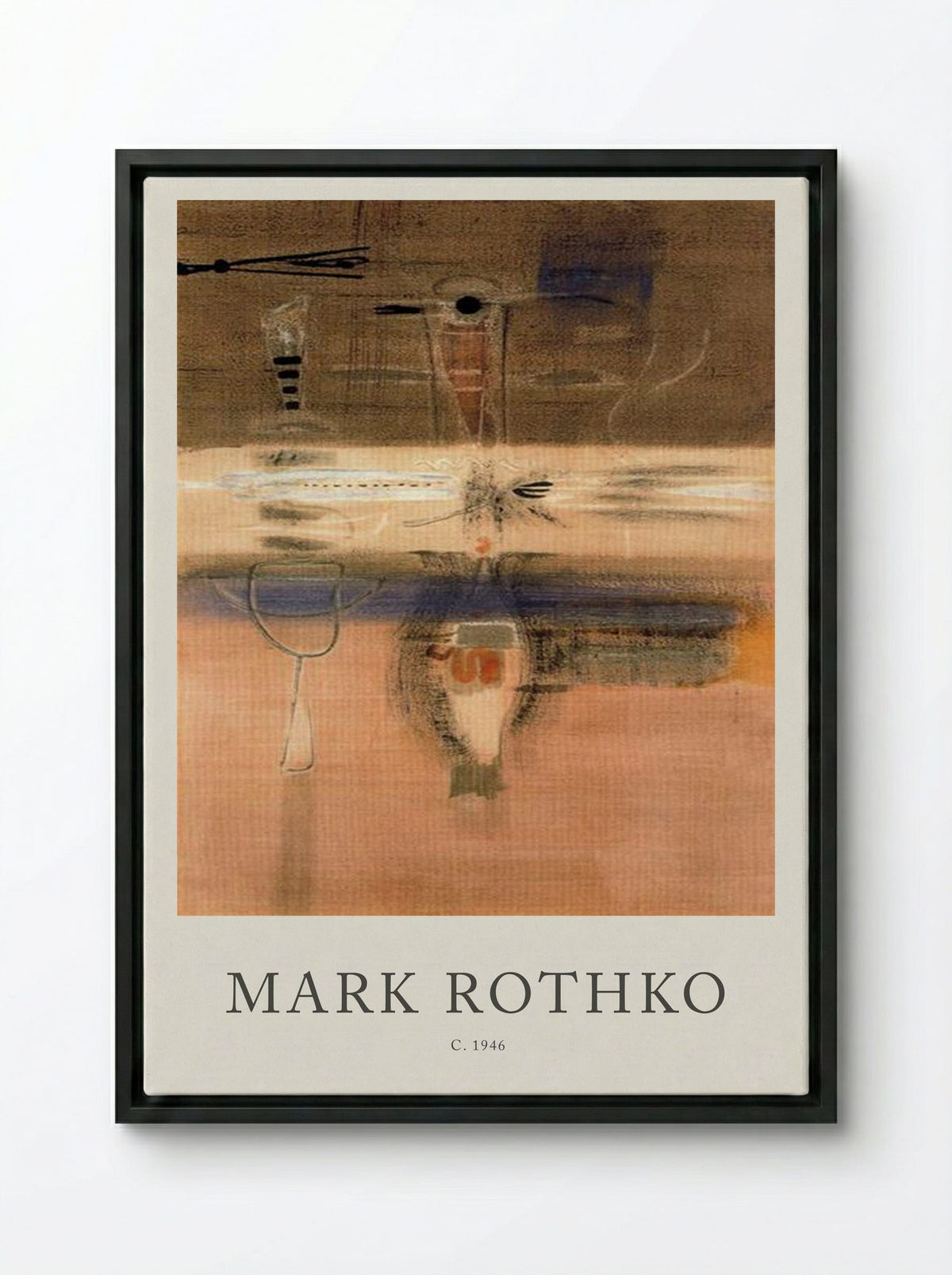 Untitled (Biomorphic Composition) - Mark Rothko - Framed Canvas Black