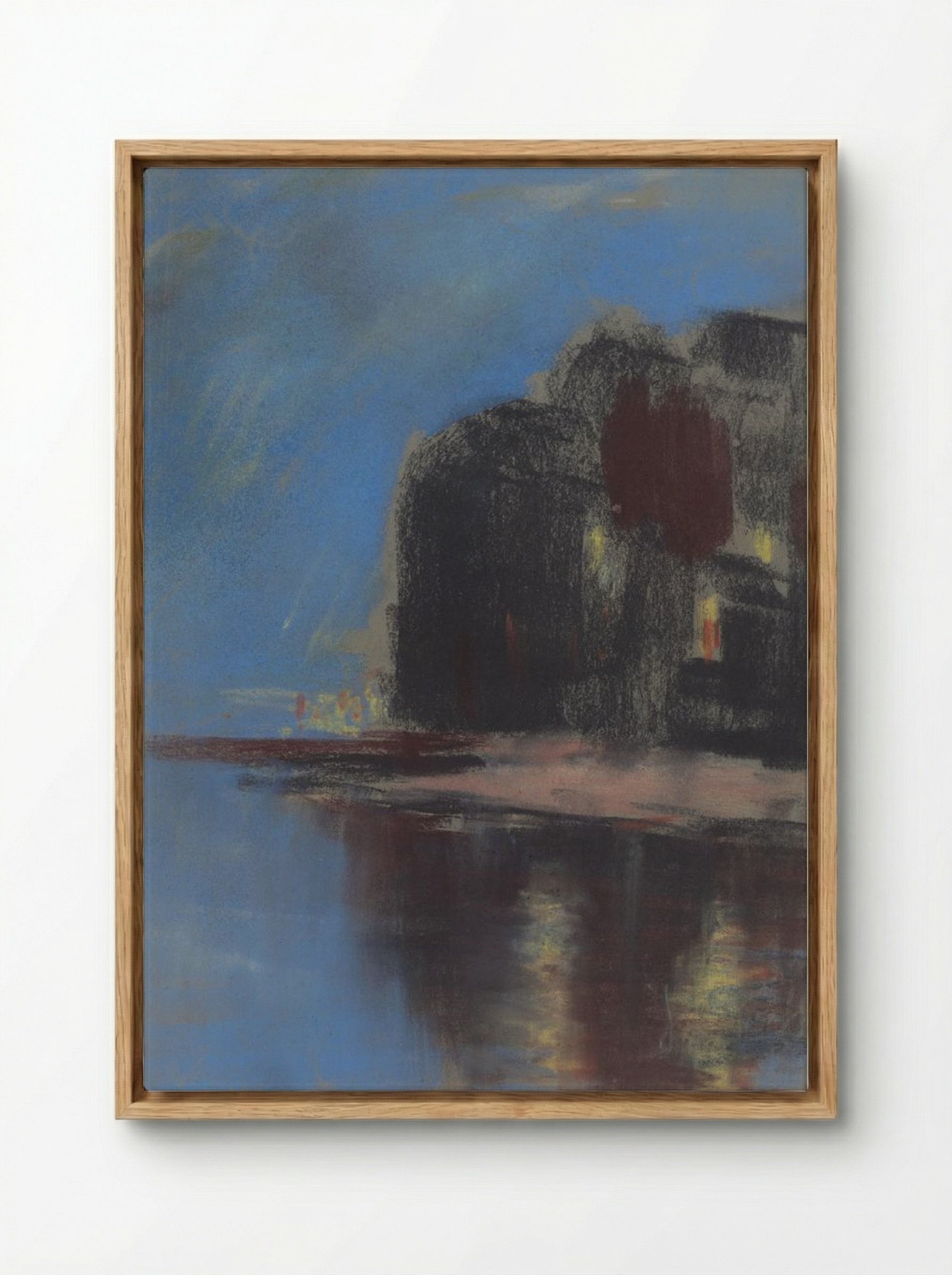 Blue Lake Under Black Rock - Zolo Palugyay - Framed Canvas Wood