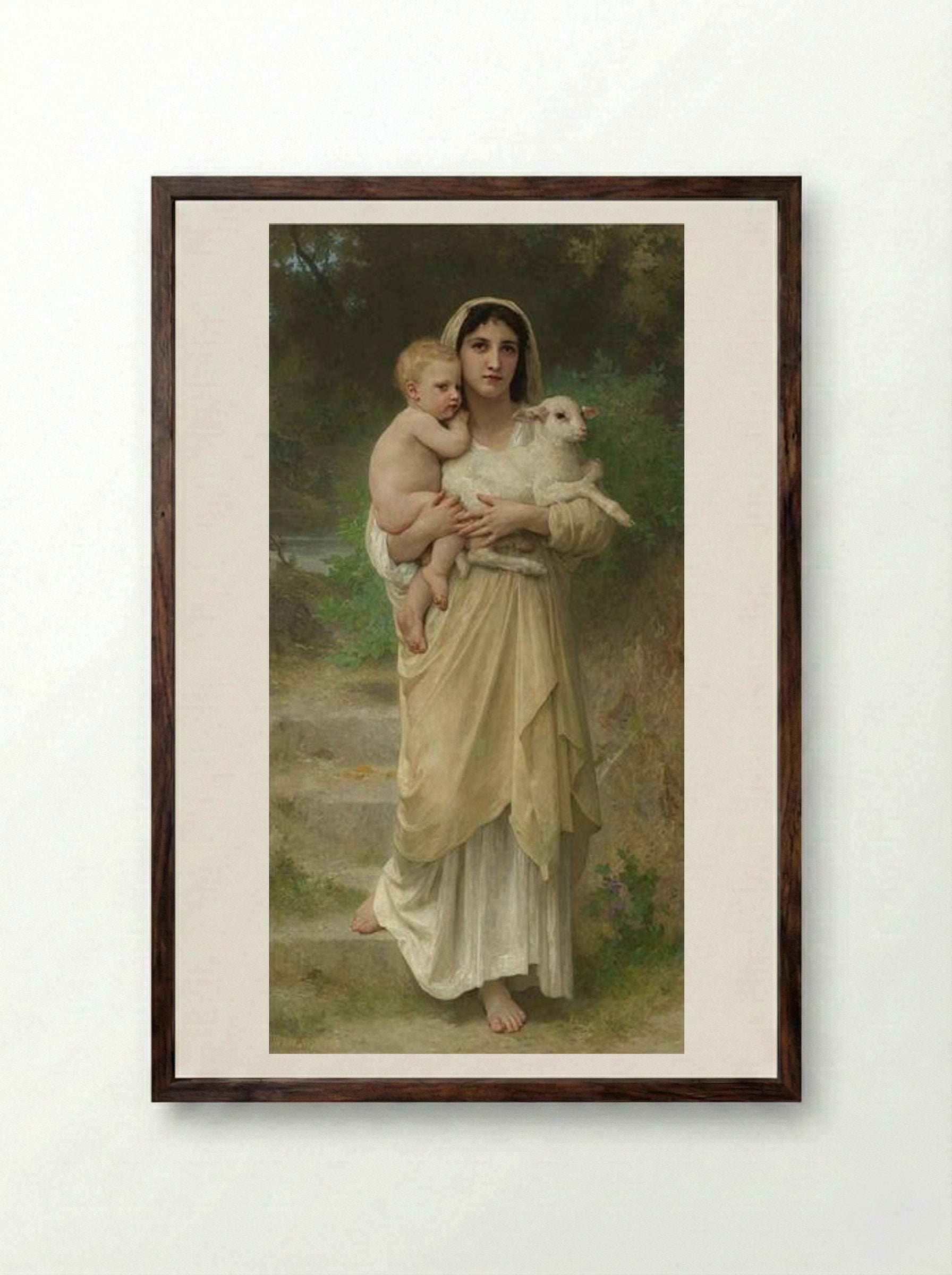 Lambs - William-Adolphe Bouguereau - Framed Print Dark Wood