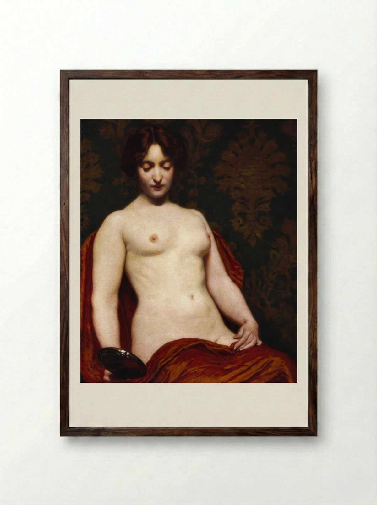 The Silver Hand Glass - Kenyon Cox - Framed Print Dark Wood