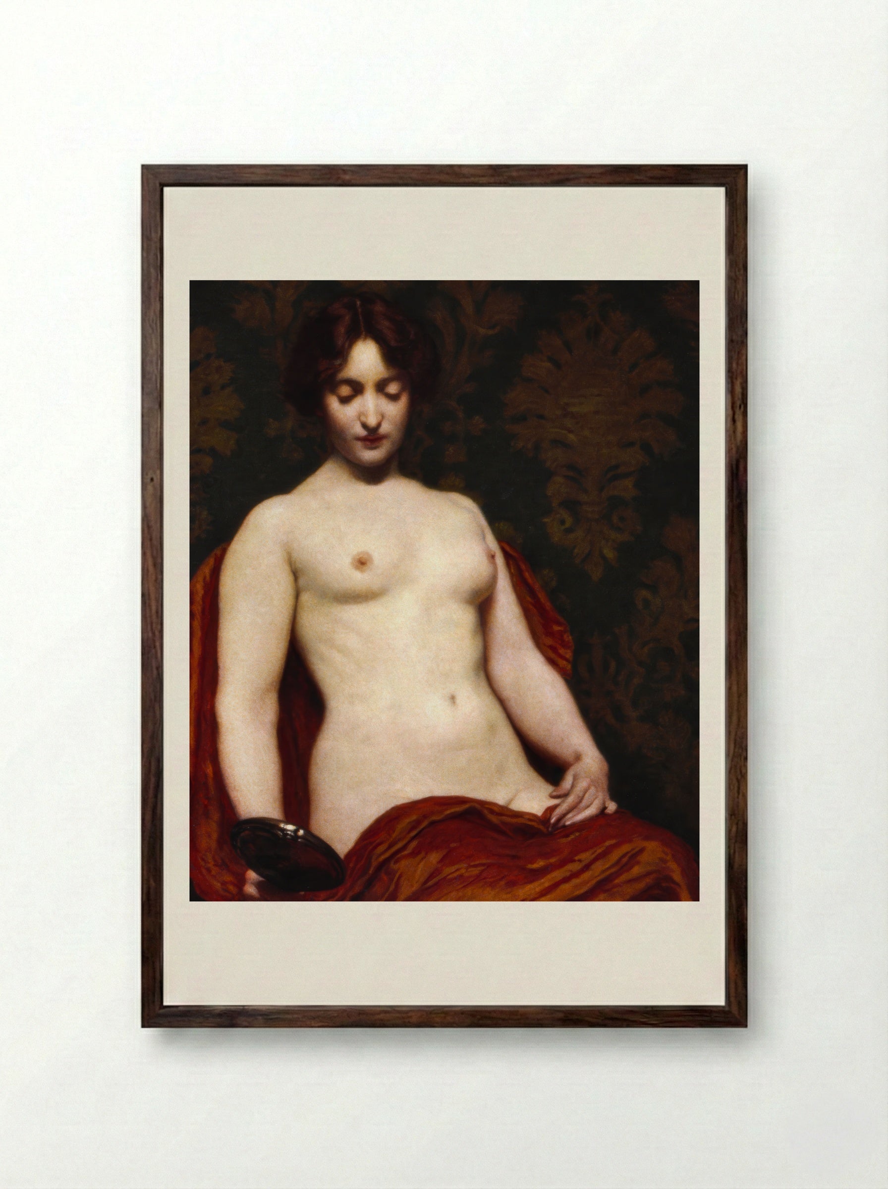 The Silver Hand Glass - Kenyon Cox - Framed Print Dark Wood