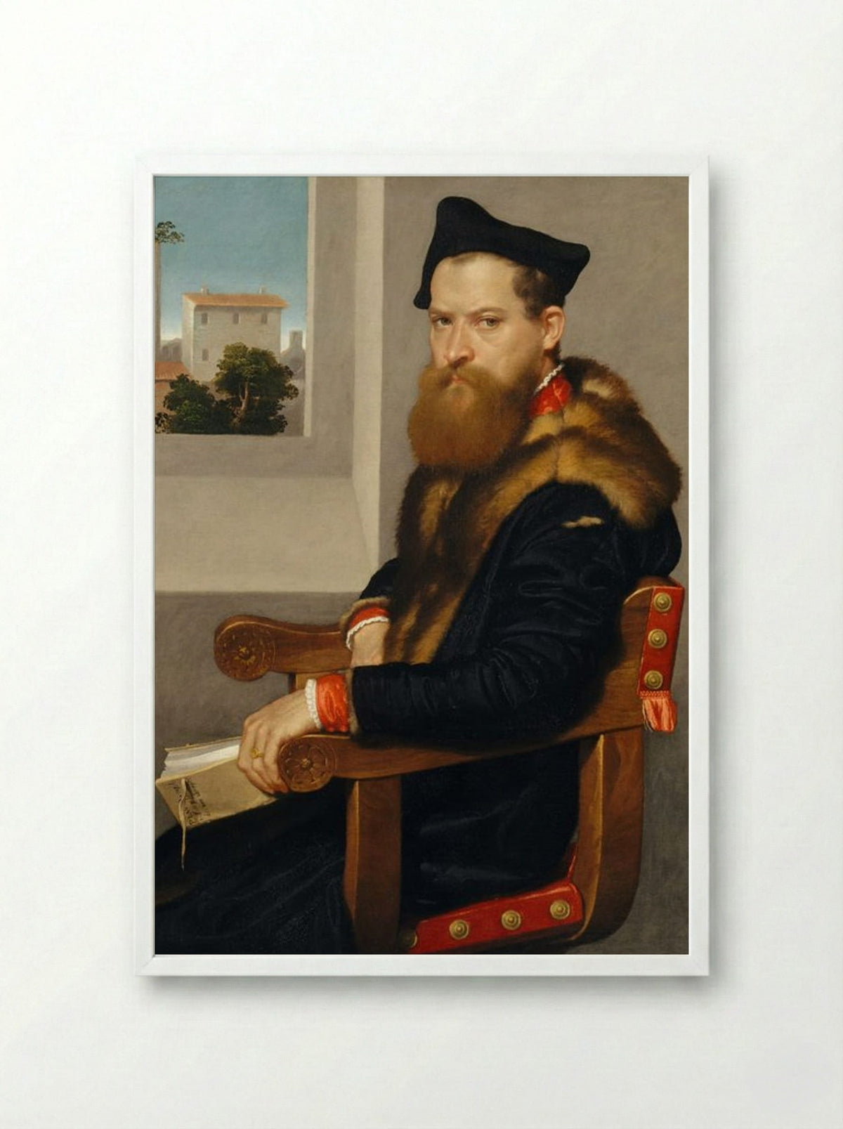 Portrait of Bartolomeo Bonghi - Giovanni Battista Moroni - Framed Print White