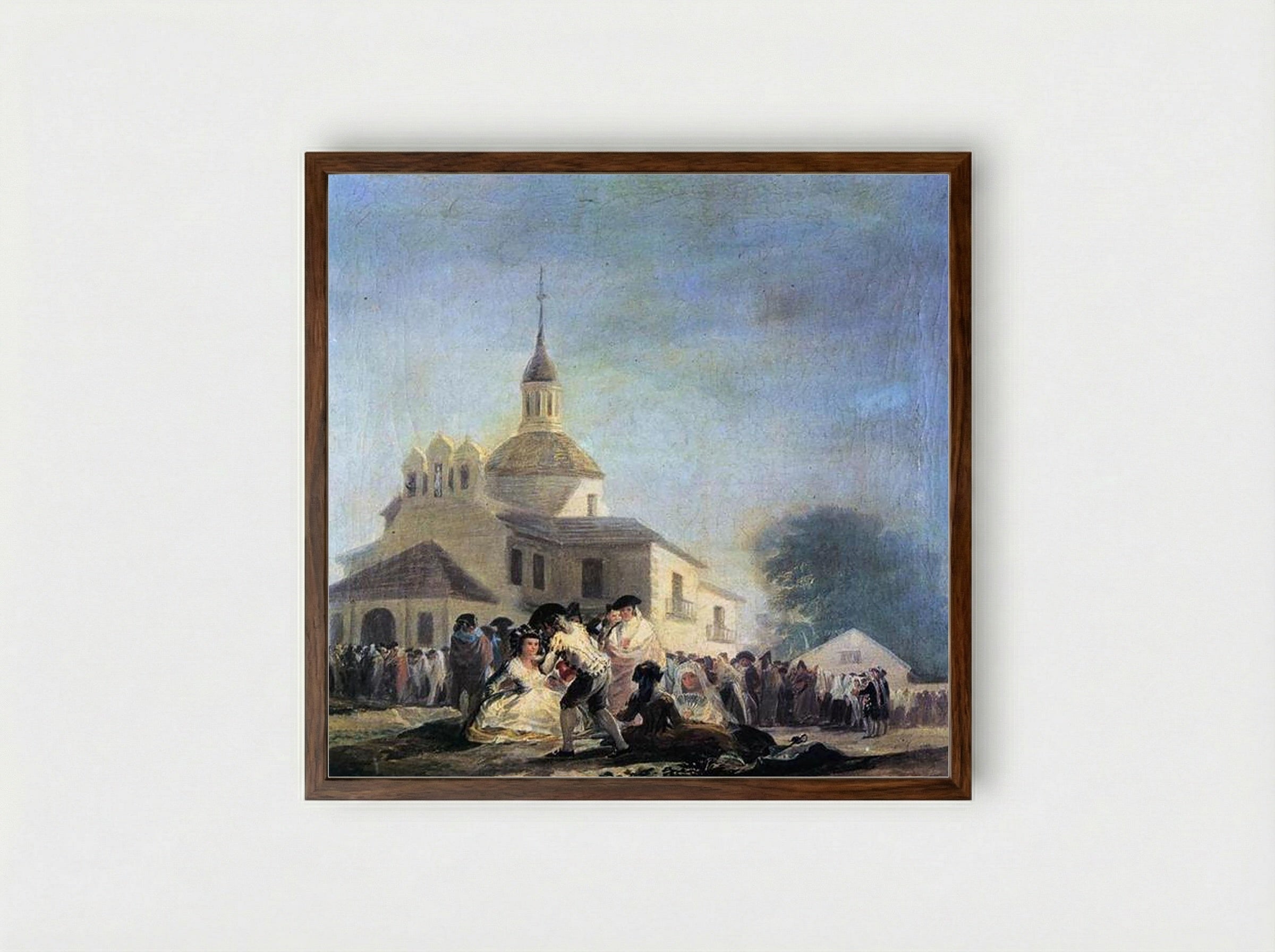 Pilgrimage to the Church of San Isidro - Francisco Goya - Framed Print Dark Wood
