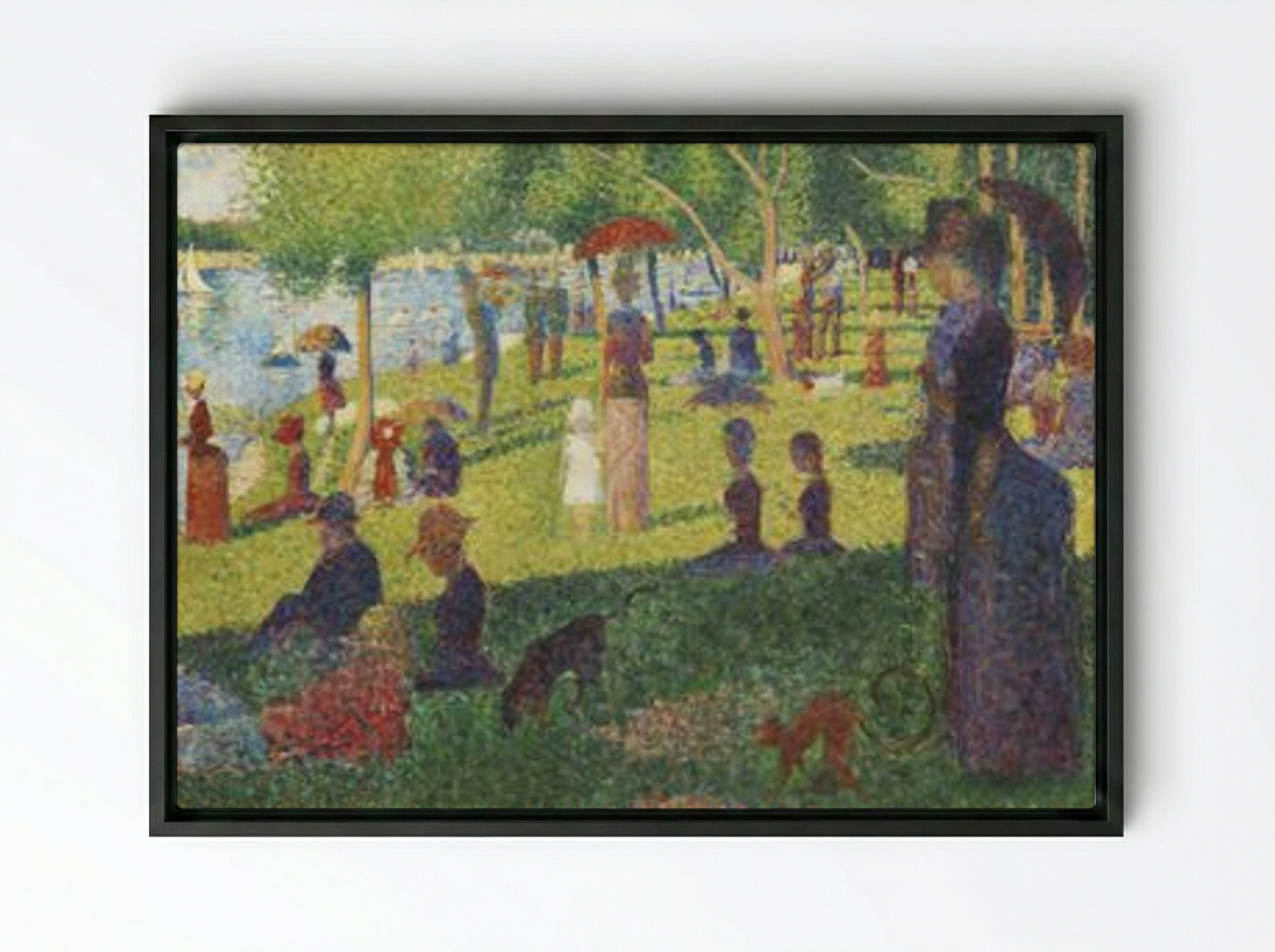Study for A Sunday on La Grande Jatte - Georges Seurat - Framed Canvas Black