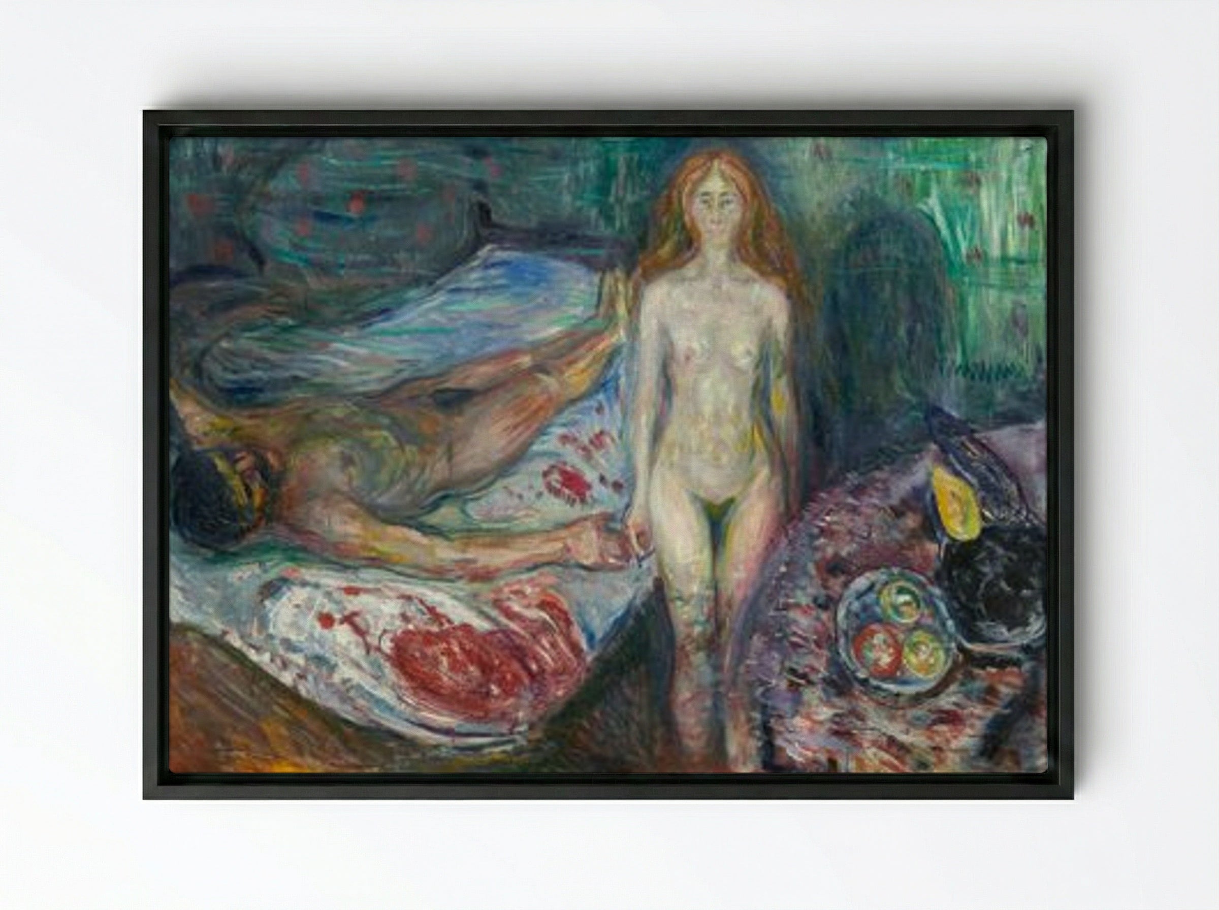 The Death of Marat - Edvard Munch - Framed Canvas Black