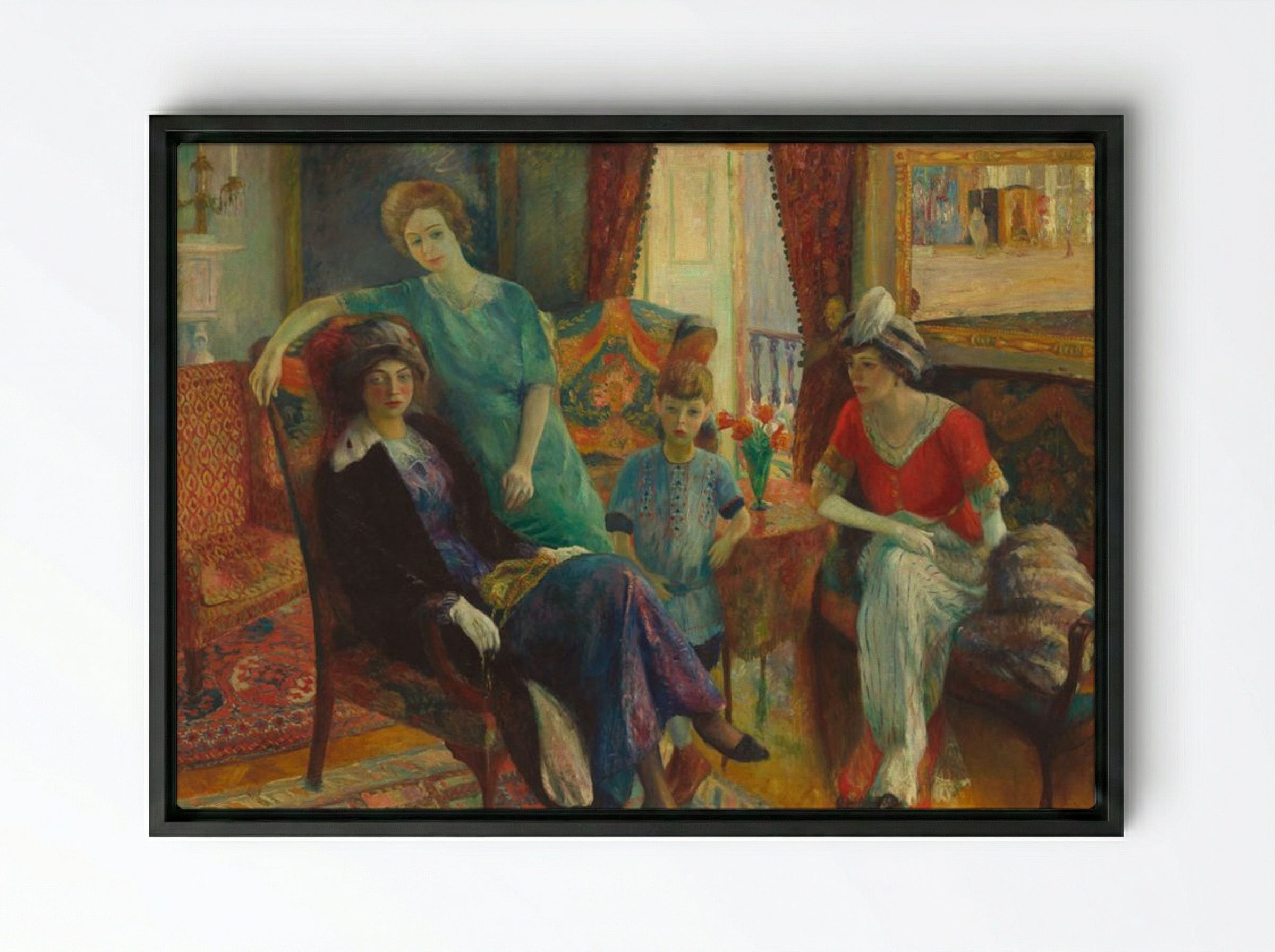 Family Group - William Glackens - Framed Canvas Black