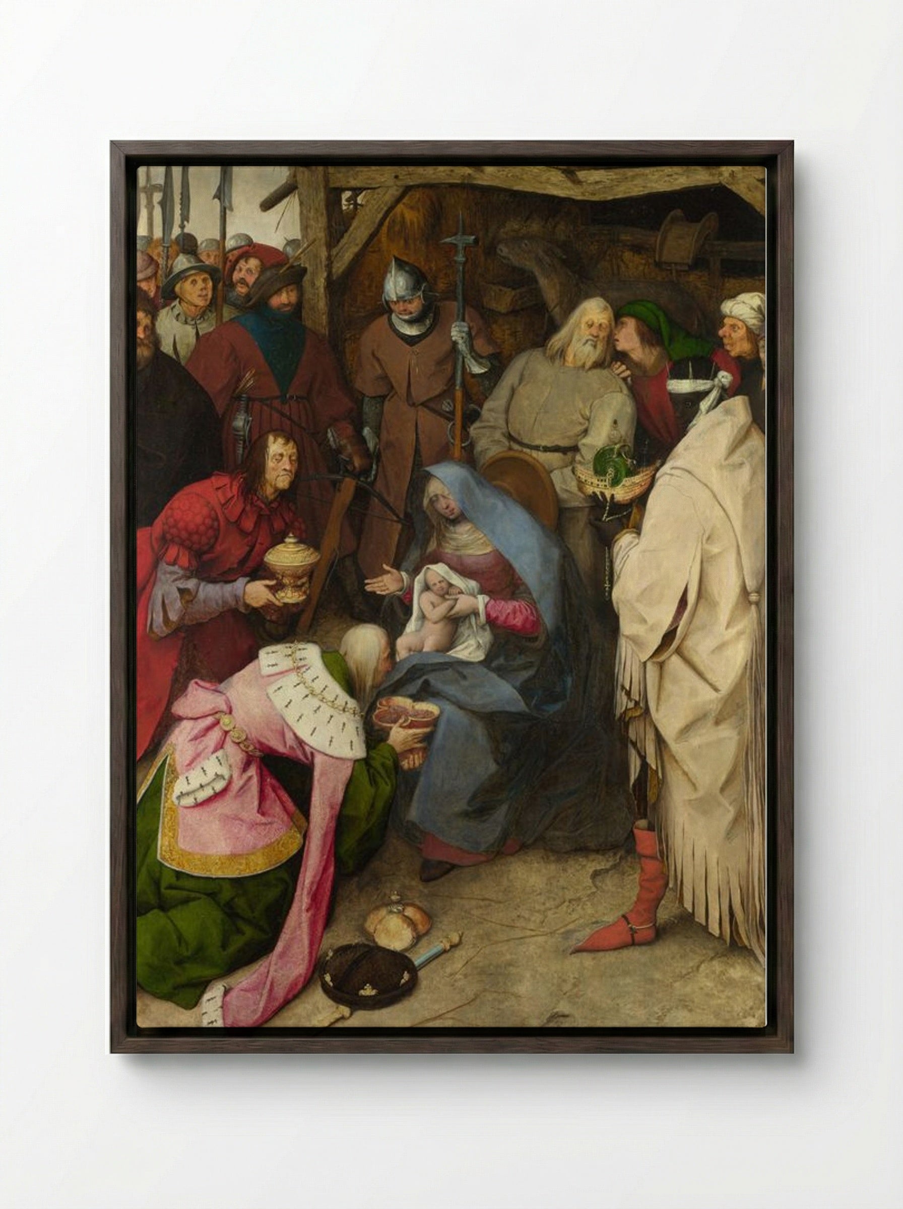 Adoration of the Magi - Pieter Bruegel the Elder - Framed Canvas Dark Wood