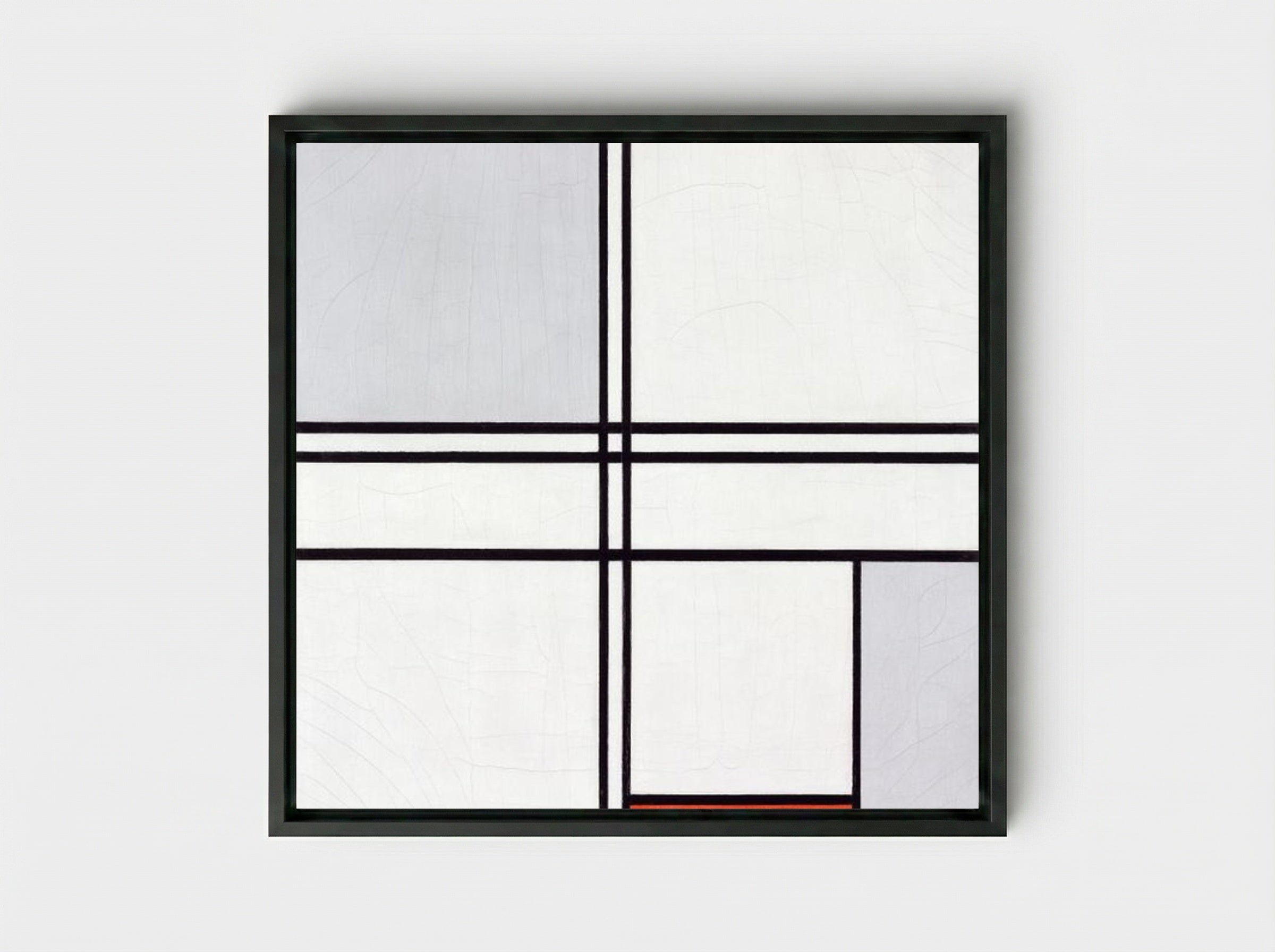 Composition No. 1, Grey-Red - Piet Mondrian - Framed Canvas Black