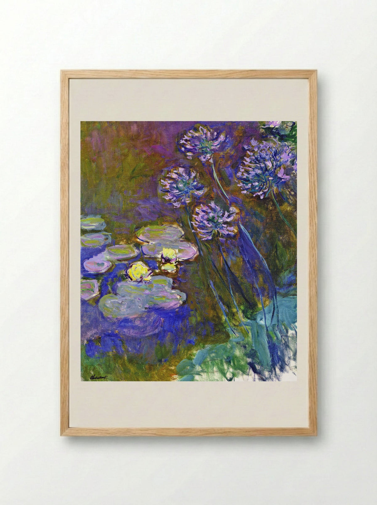 Water Lilies and Agapanthus - Claude Monet - Framed Print Wood